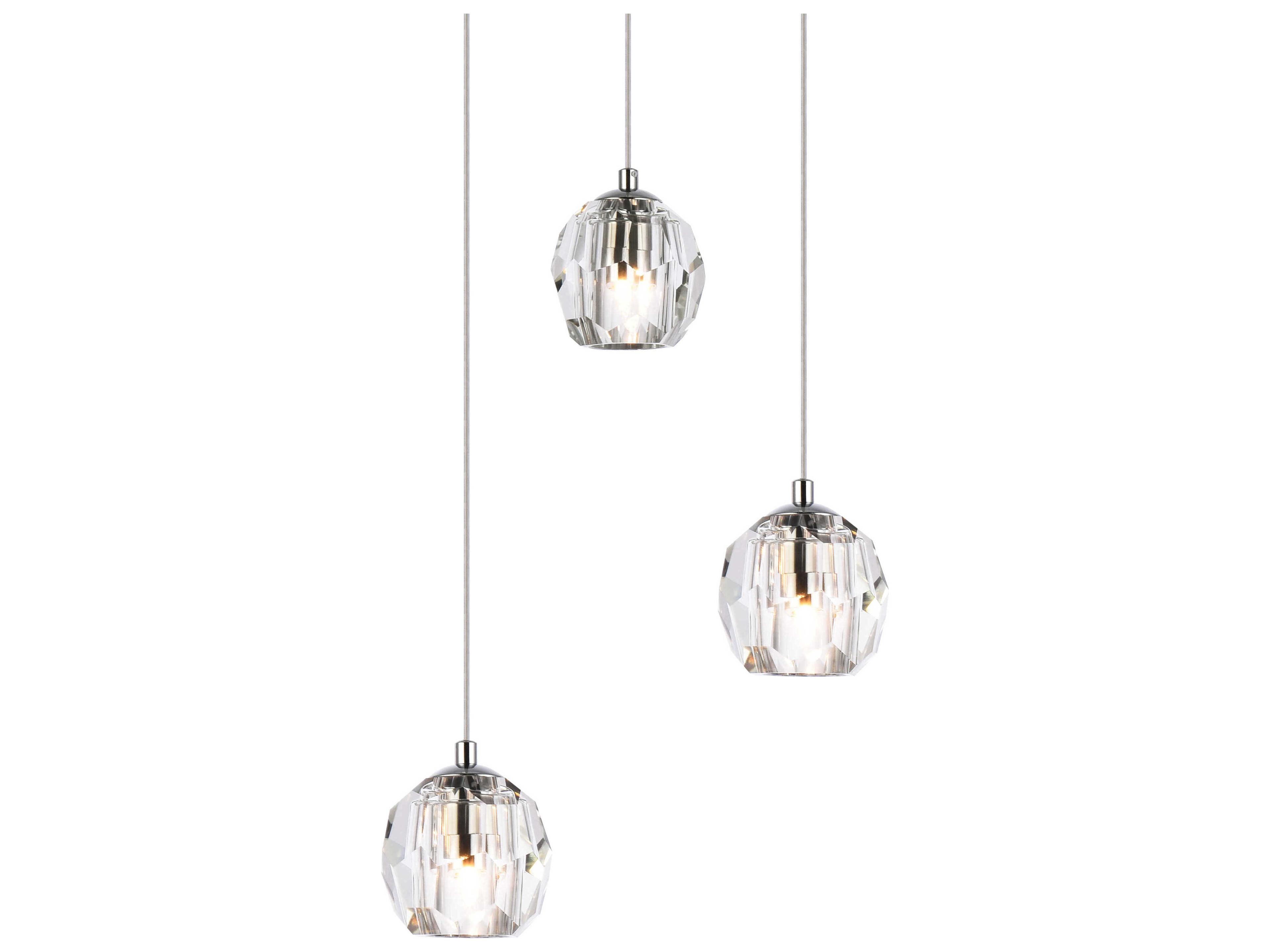 Elegant Lighting Eren 3-Light Chrome Crystal Glass Geometric Pendant