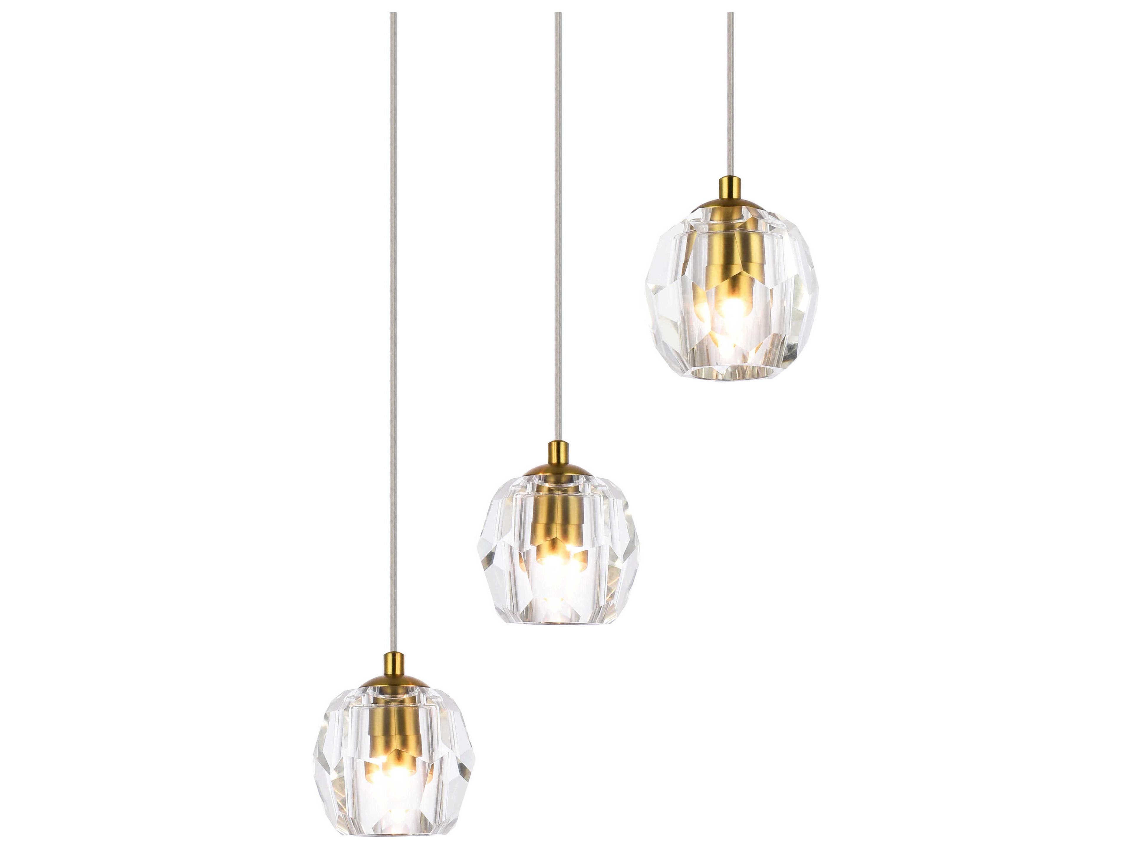 Elegant Lighting Eren 3-Light Gold Crystal Glass Geometric Pendant