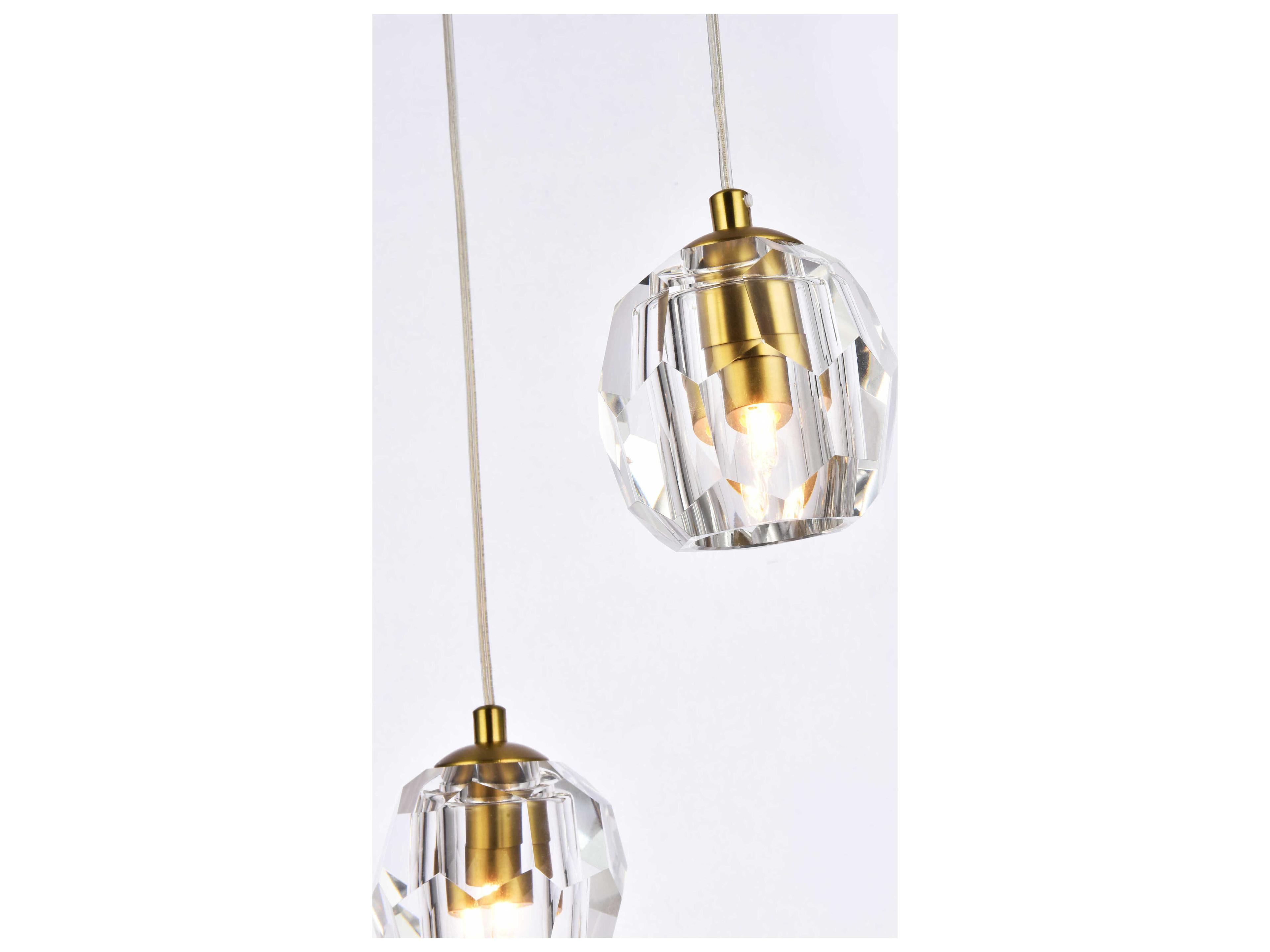 Elegant Lighting Eren 3-Light Gold Crystal Glass Geometric Pendant