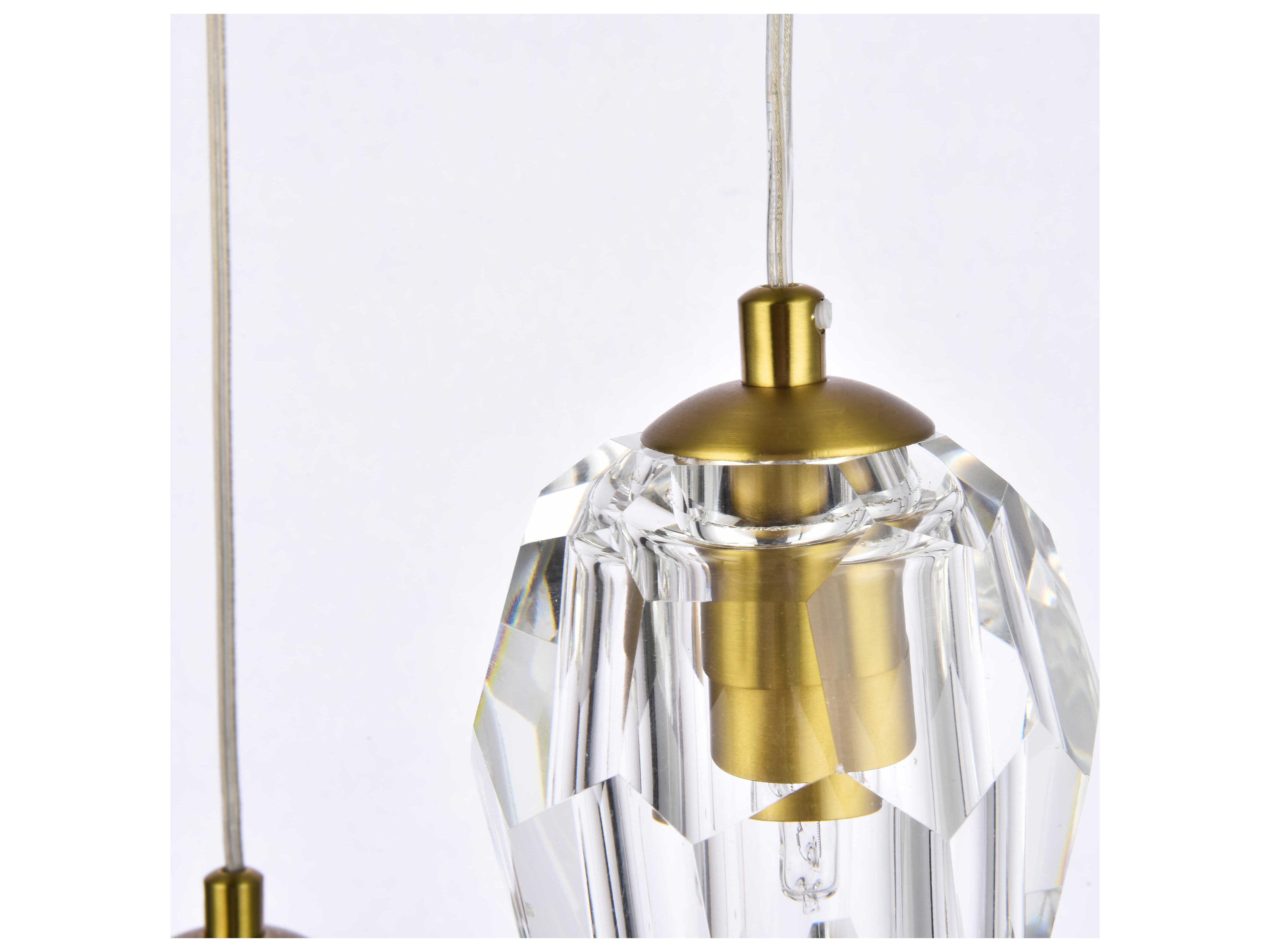 Elegant Lighting Eren 3-Light Gold Crystal Glass Geometric Pendant
