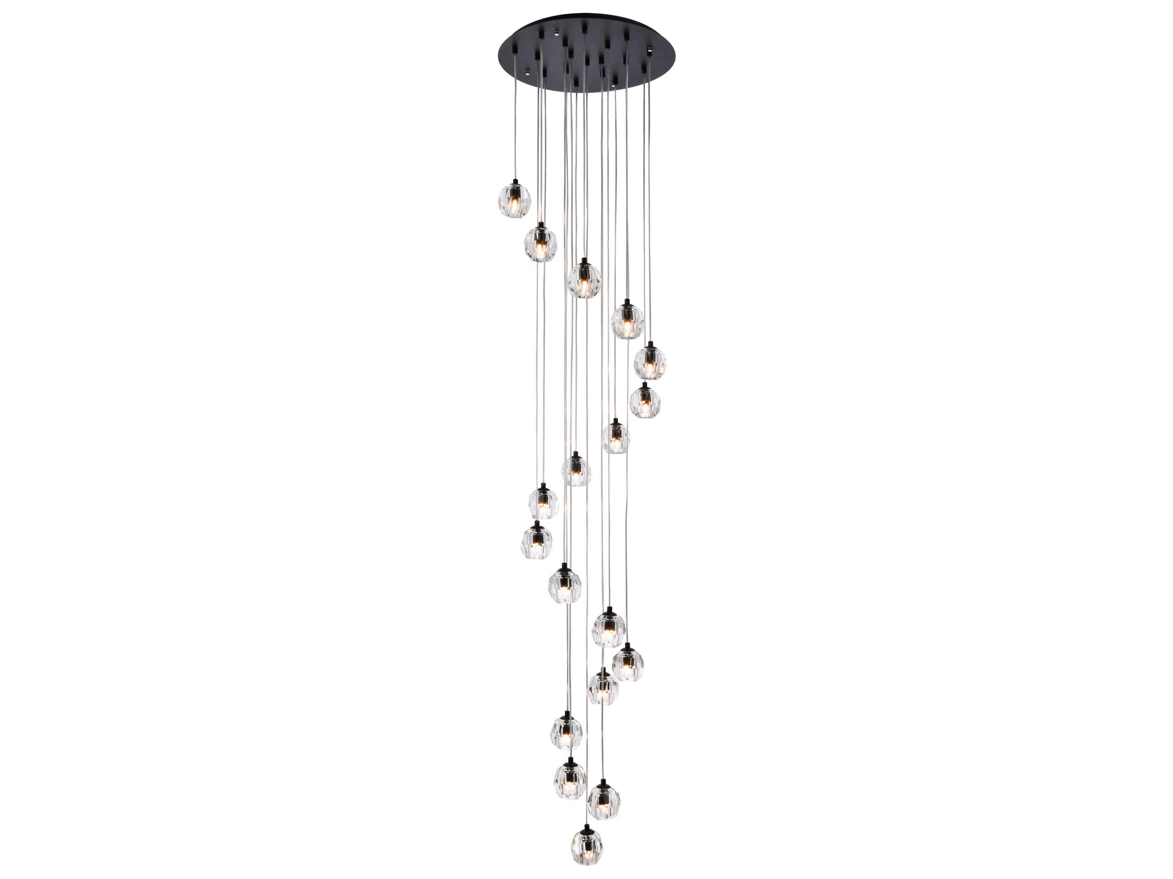 Eren 18-Light8-Light Black Crystal Glass Geometric Pendant