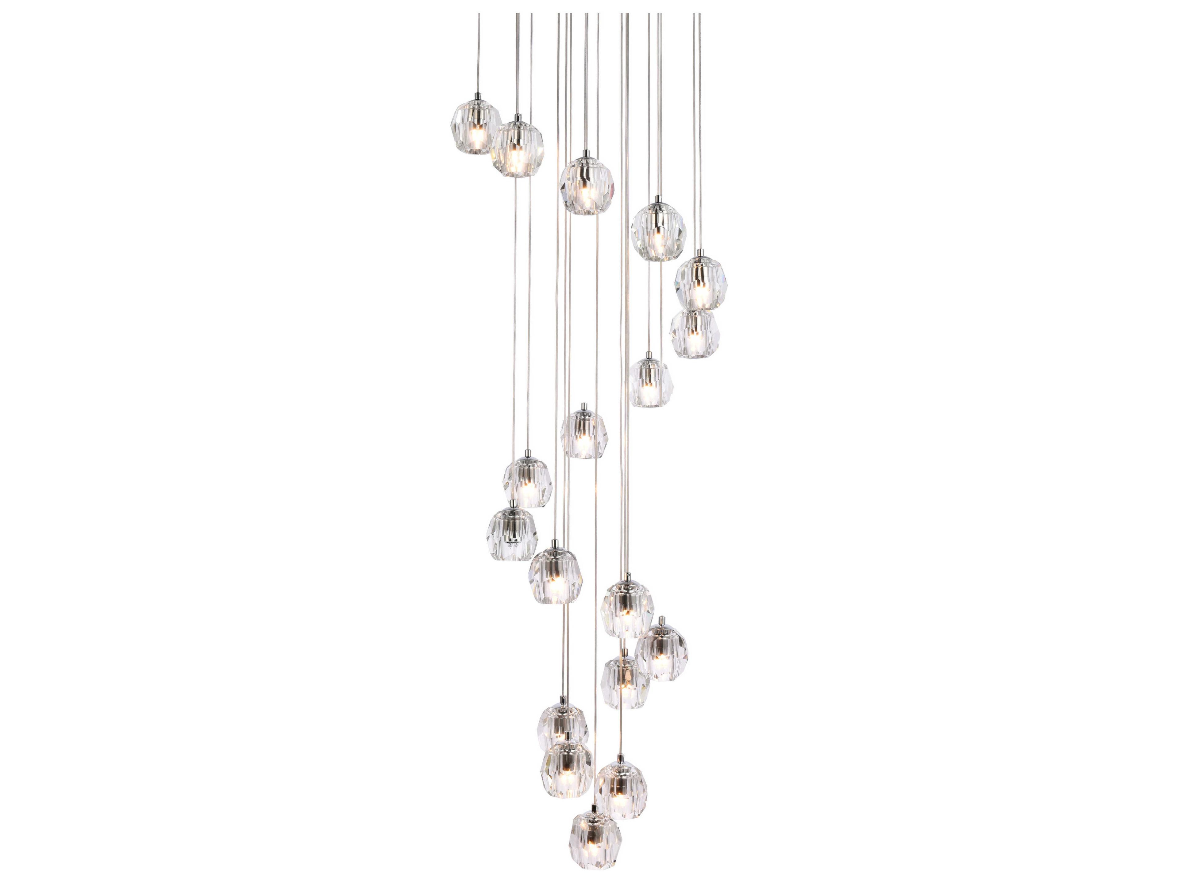 Elegant Lighting Eren 18-Light8-Light Chrome Crystal Glass Geometric Pendant