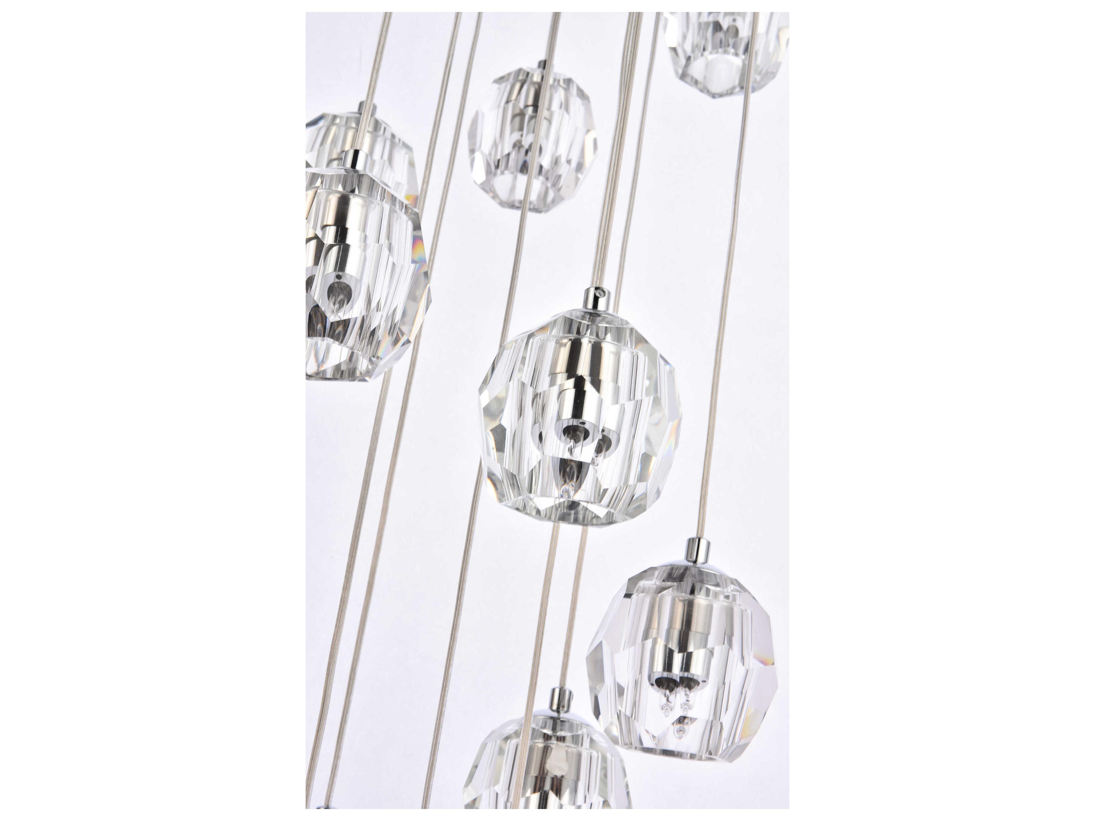 Elegant Lighting Eren 18-Light8-Light Chrome Crystal Glass Geometric Pendant