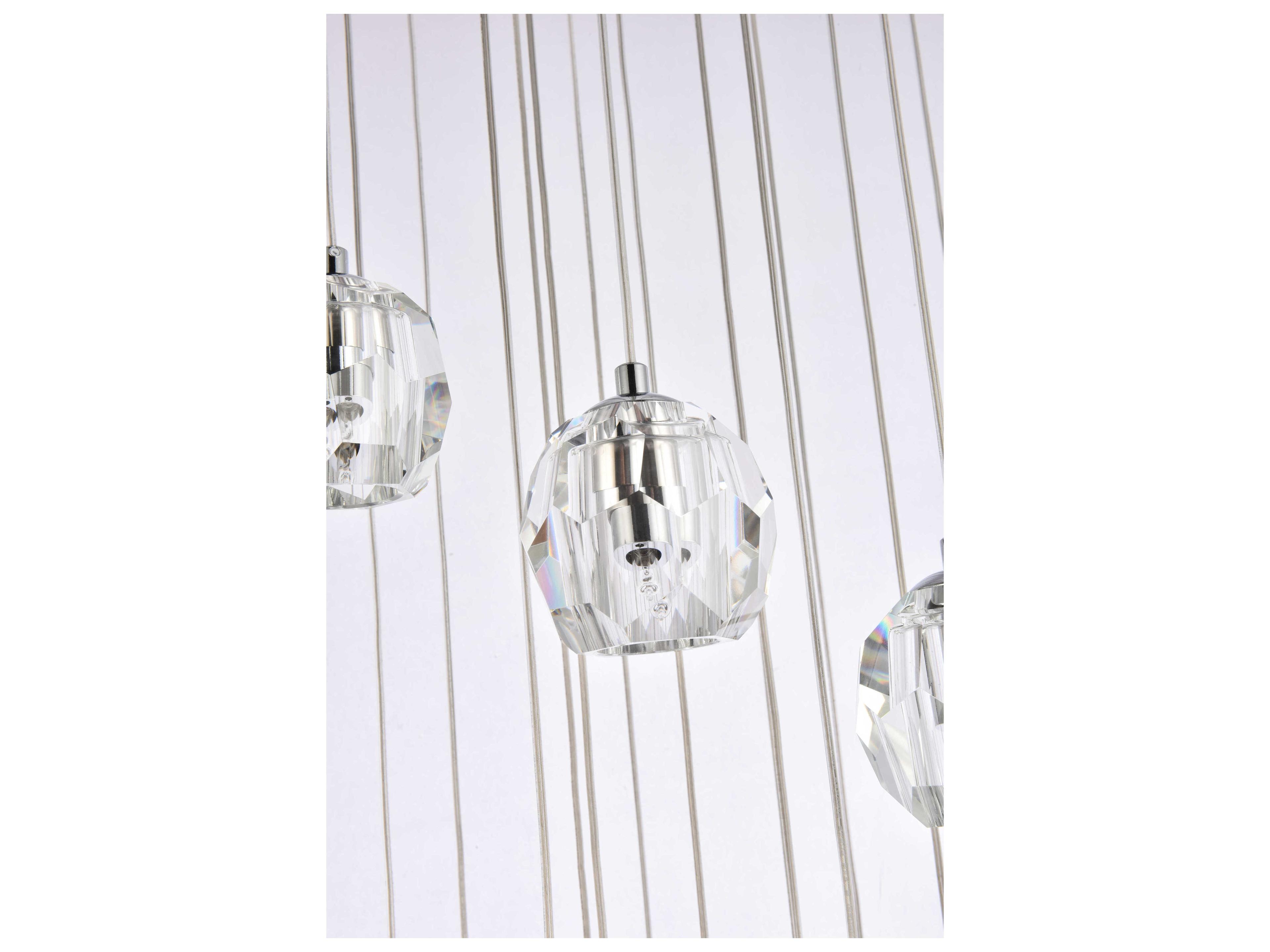Elegant Lighting Eren 18-Light8-Light Chrome Crystal Glass Geometric Pendant
