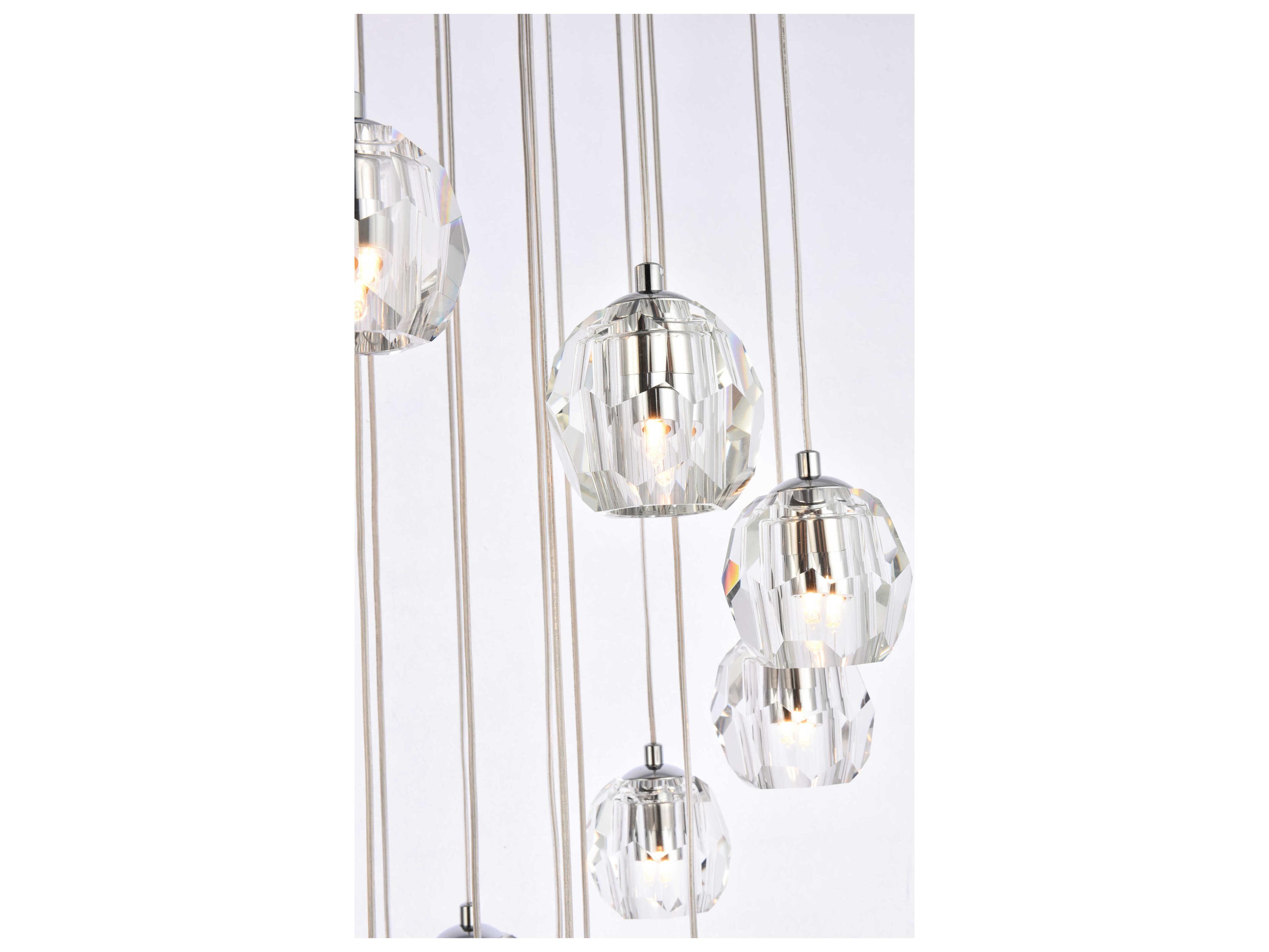Elegant Lighting Eren 18-Light8-Light Chrome Crystal Glass Geometric Pendant