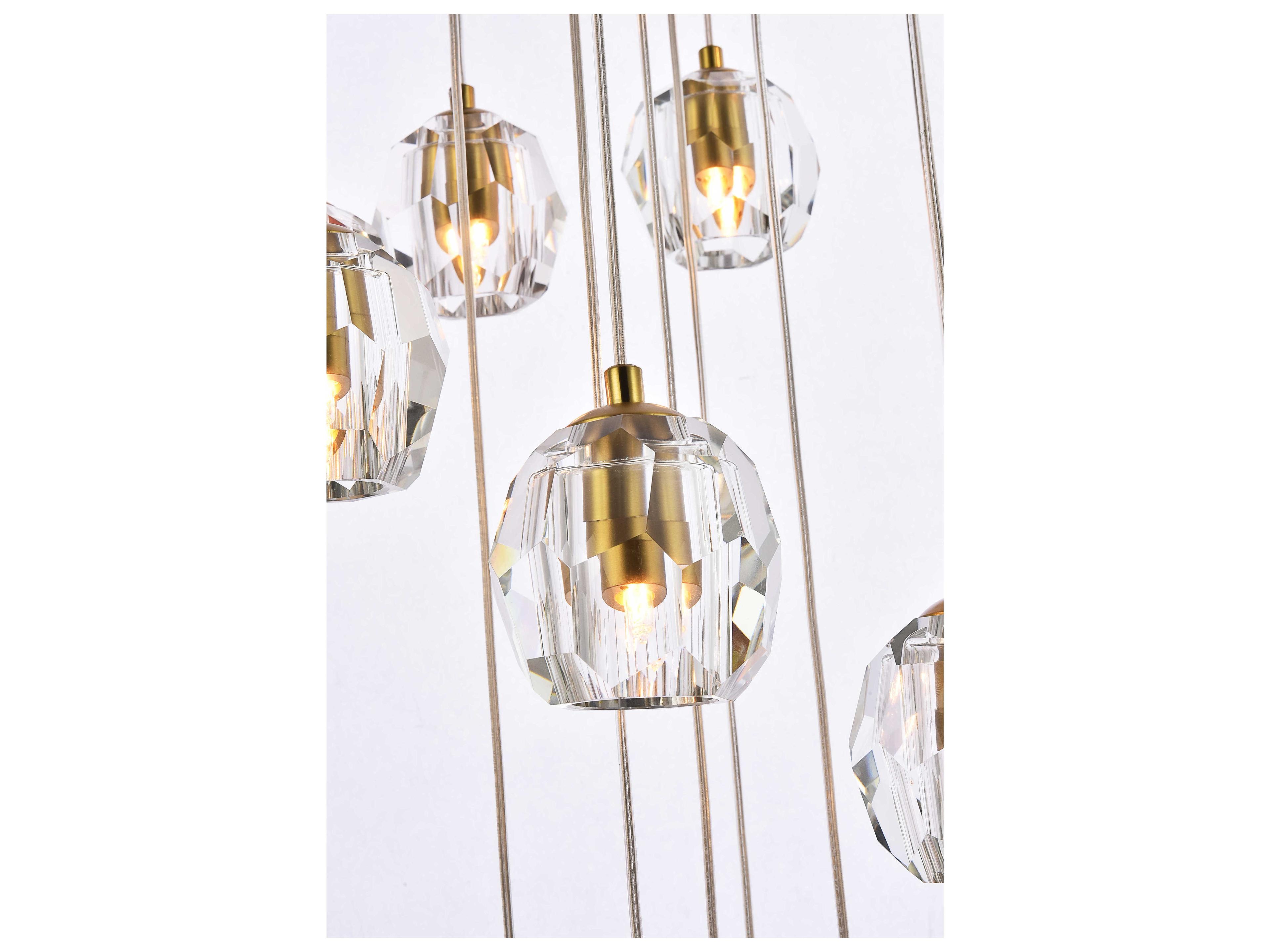 Elegant Lighting Eren 18-Light8-Light Gold Crystal Glass Geometric Pendant