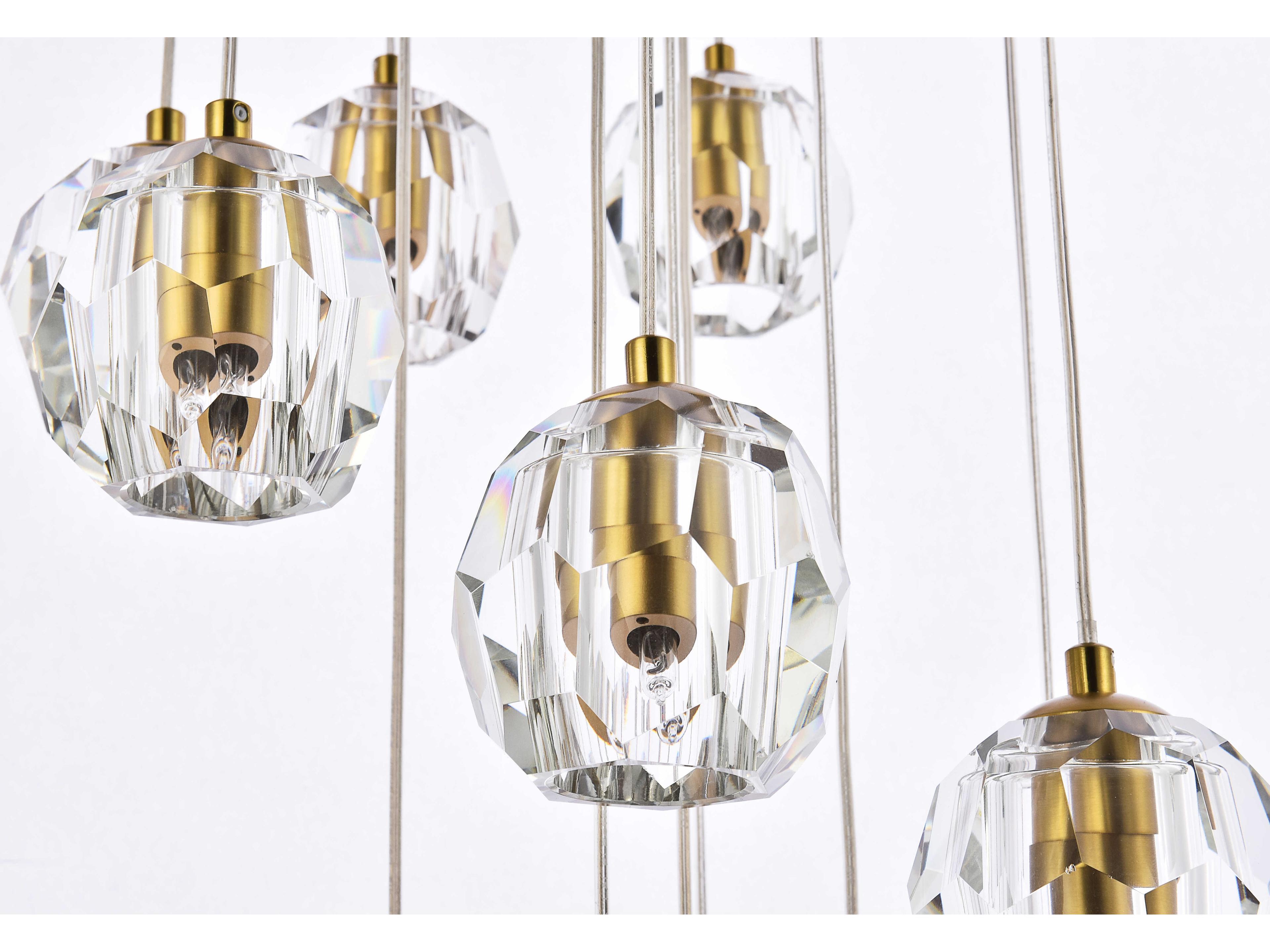 Elegant Lighting Eren 18-Light8-Light Gold Crystal Glass Geometric Pendant