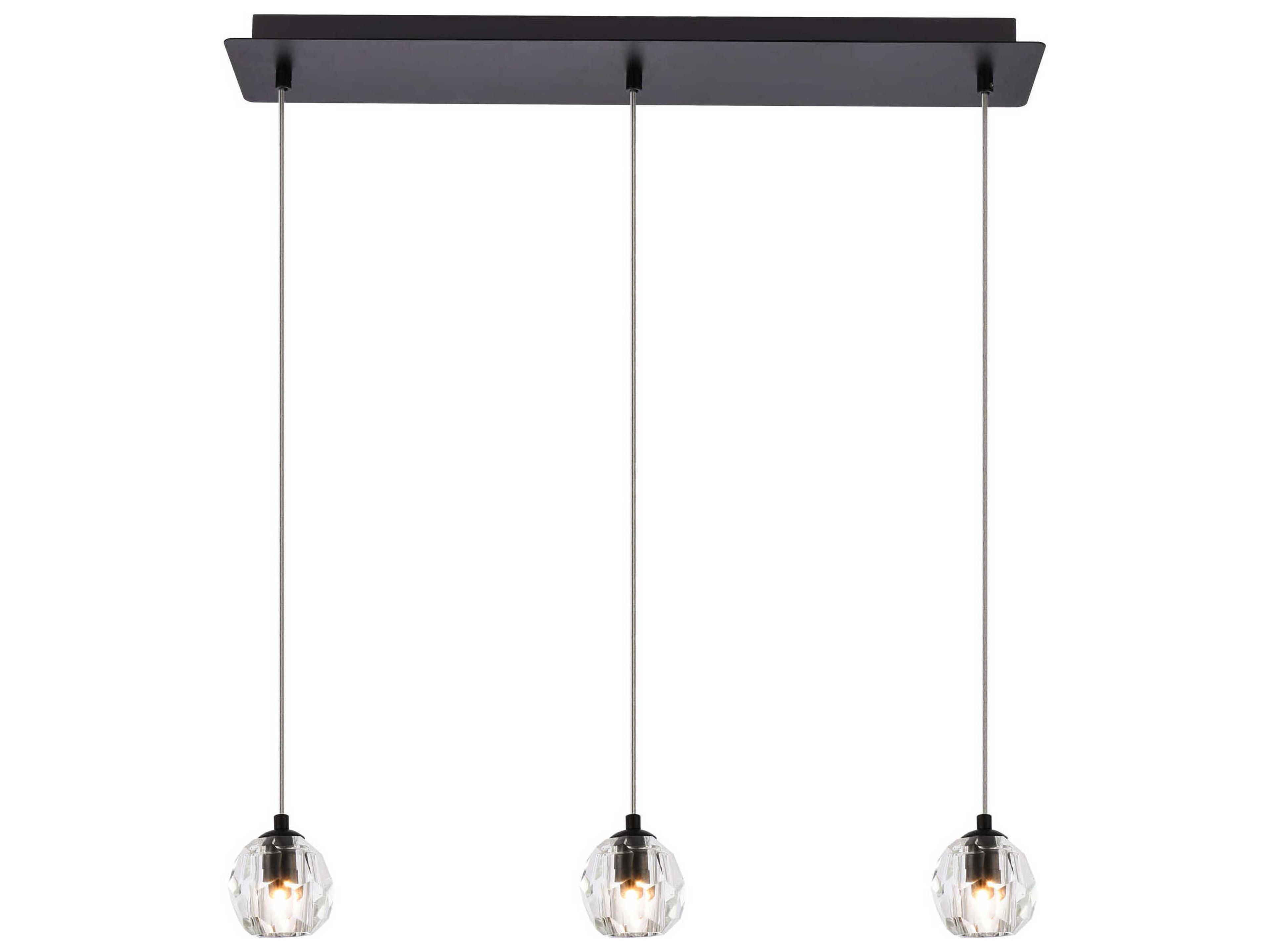 Eren 3-Light Black Crystal Glass Geometric Island Pendant