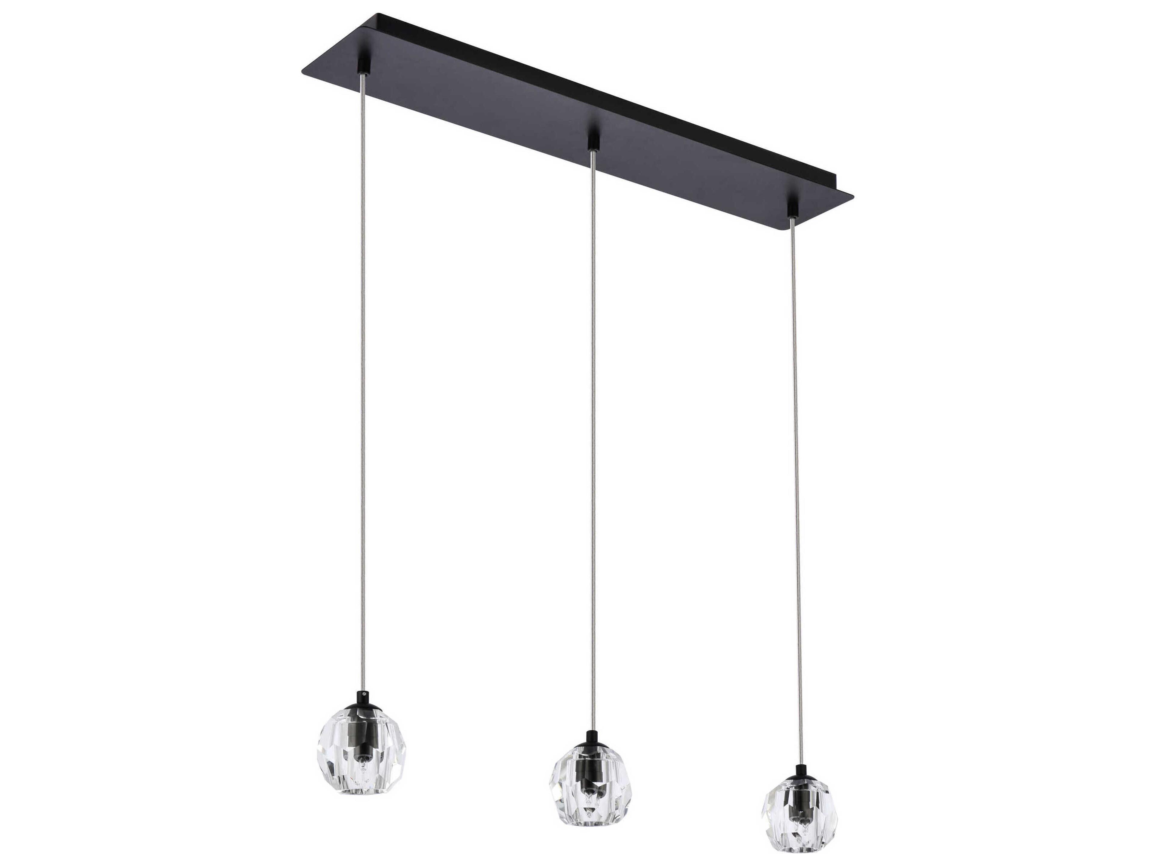 Elegant Lighting Eren 3-Light Black Crystal Glass Geometric Island Pendant