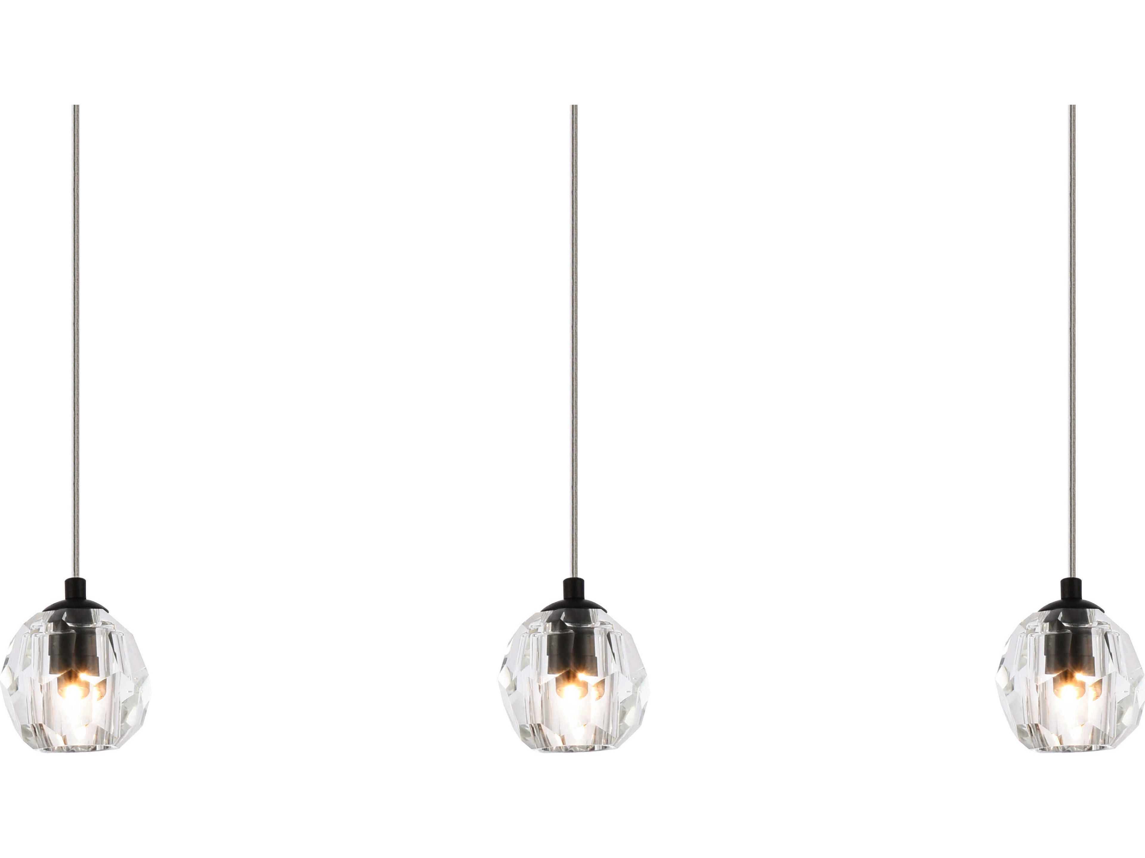 Elegant Lighting Eren 3-Light Black Crystal Glass Geometric Island Pendant