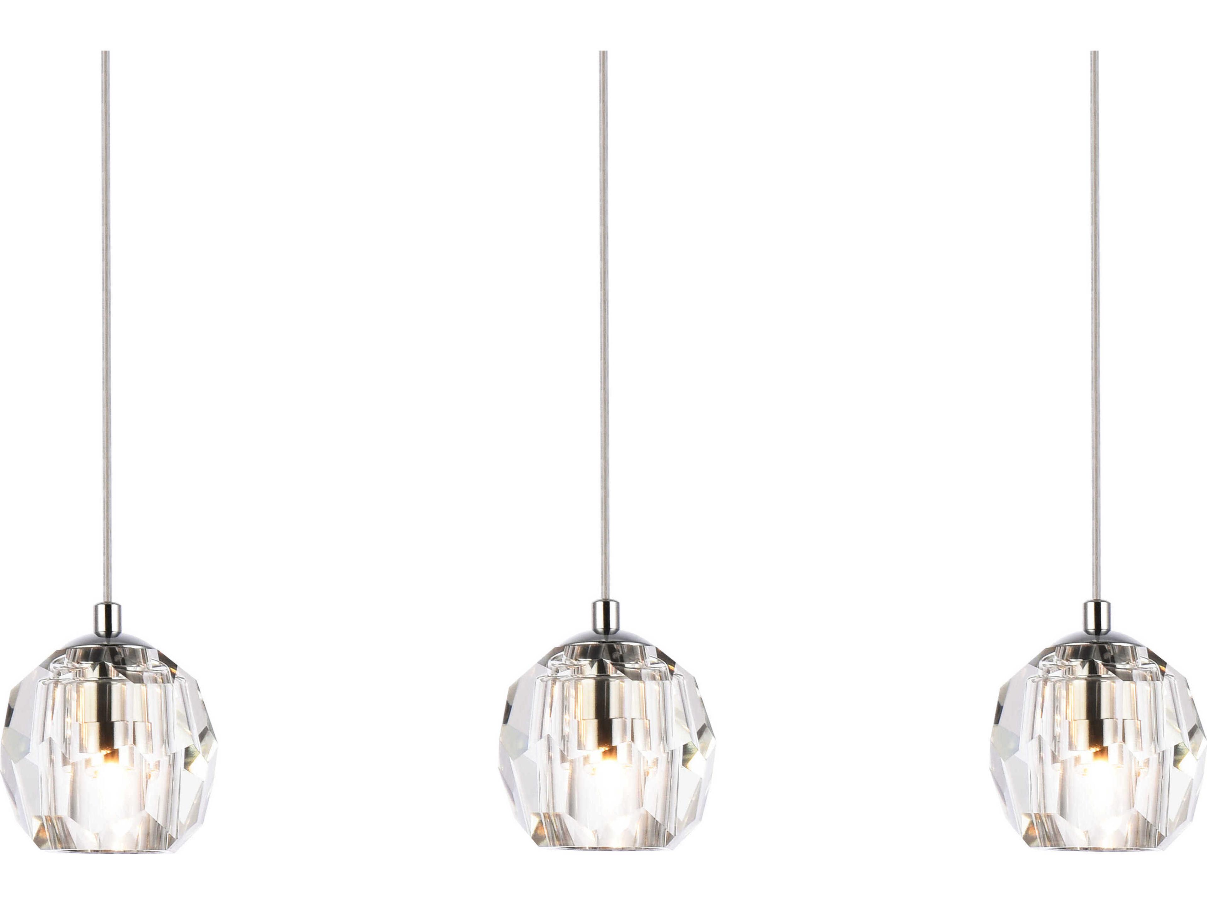 Elegant Lighting Eren 3-Light Chrome Crystal Glass Geometric Island Pendant