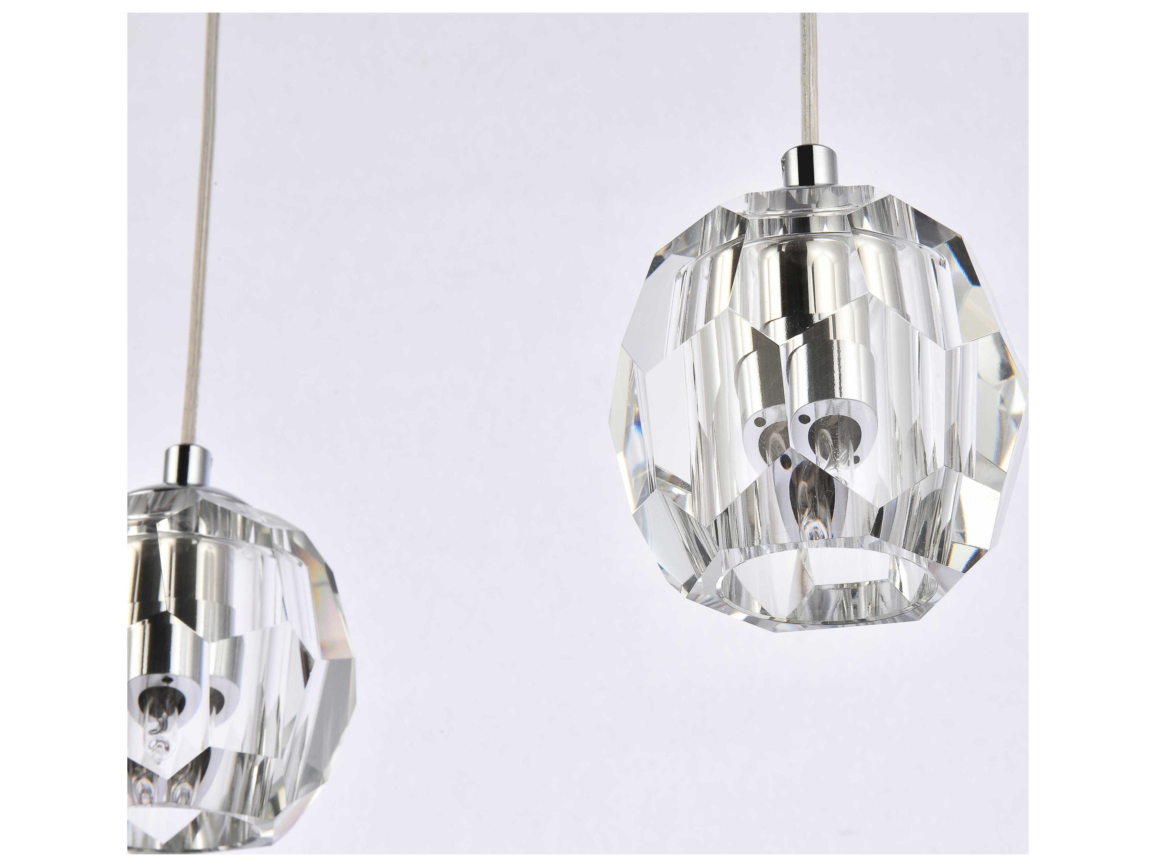 Elegant Lighting Eren 3-Light Chrome Crystal Glass Geometric Island Pendant