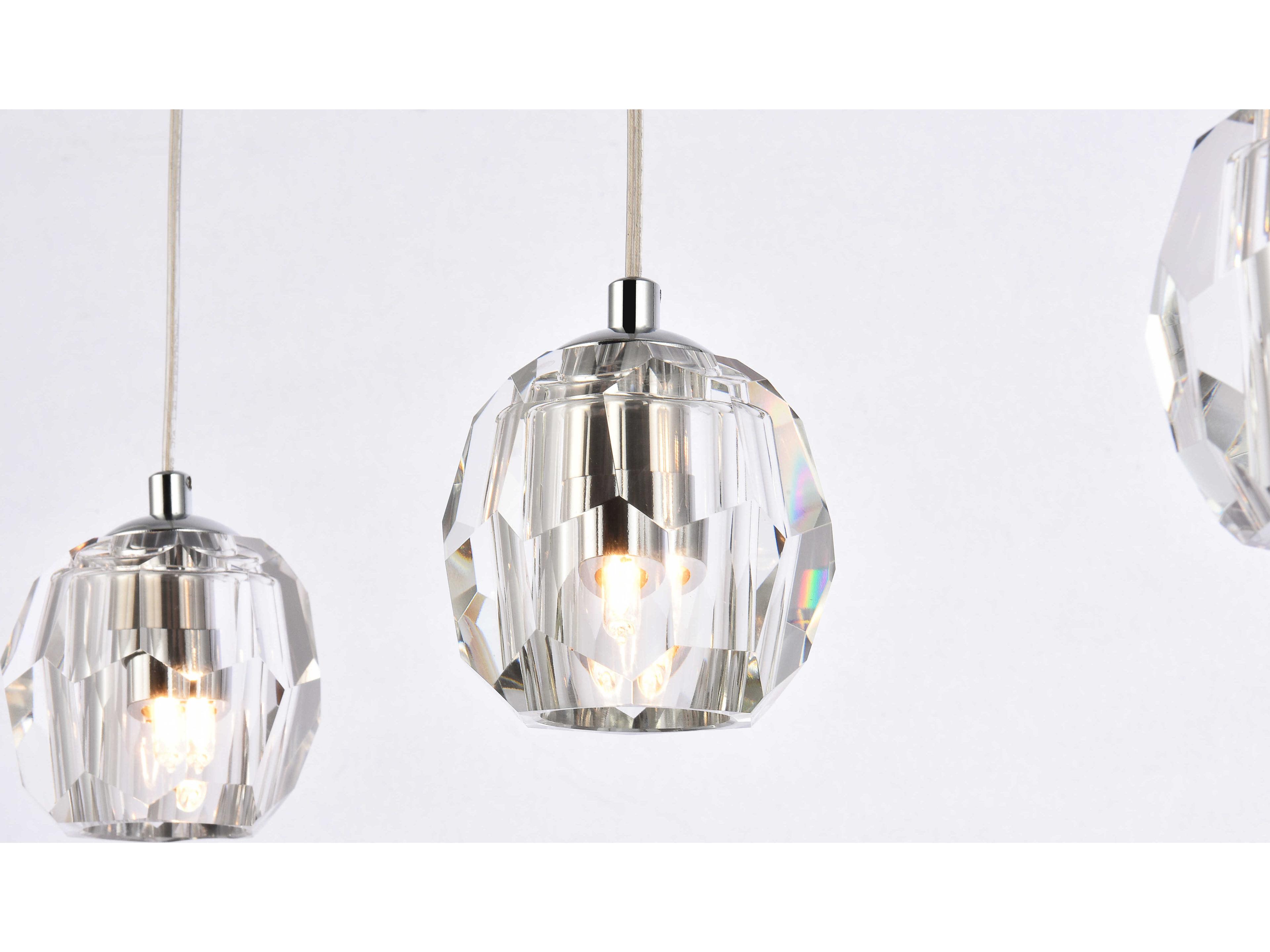 Elegant Lighting Eren 3-Light Chrome Crystal Glass Geometric Island Pendant