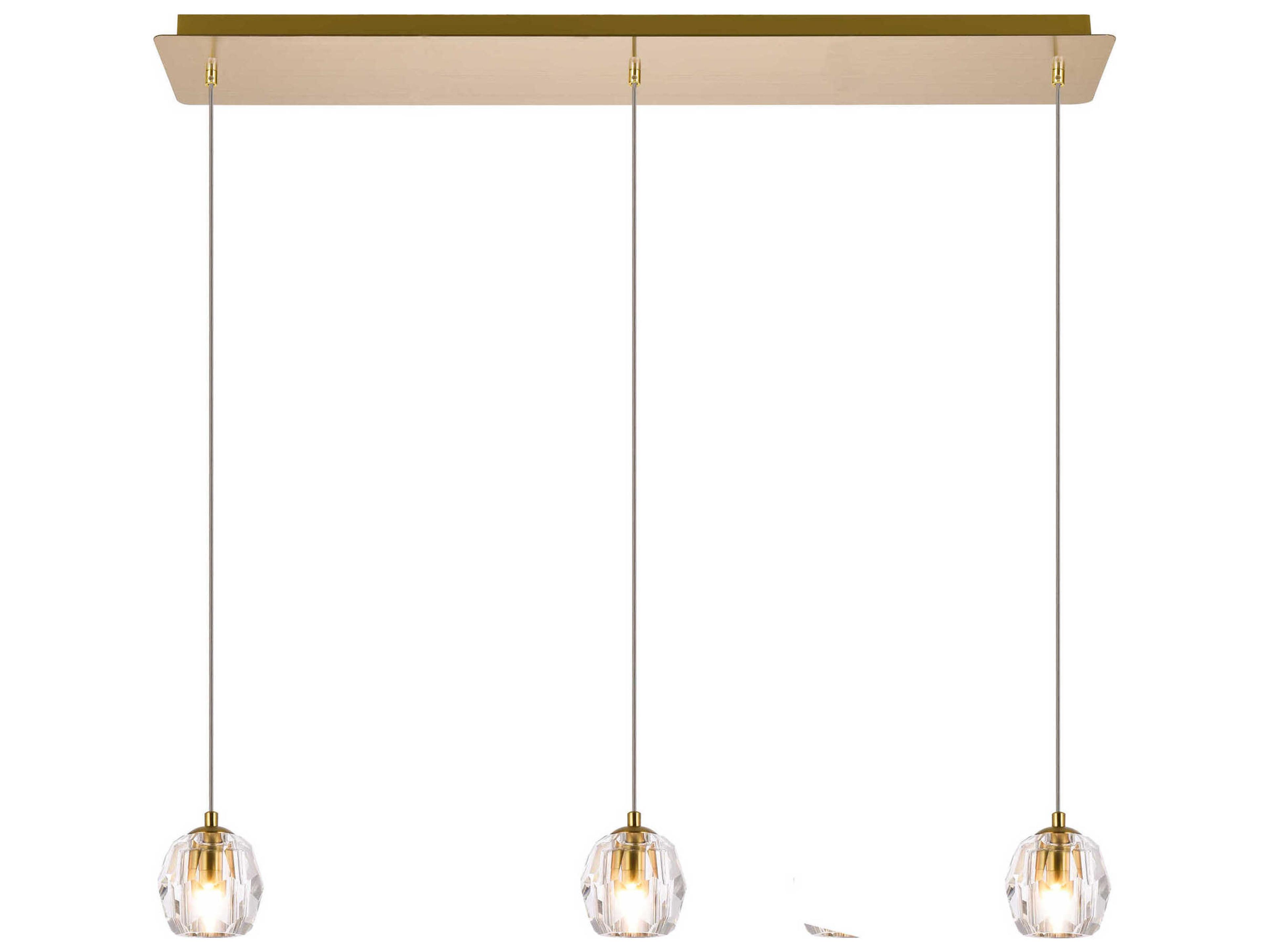 Eren 3-Light Gold Crystal Glass Geometric Island Pendant