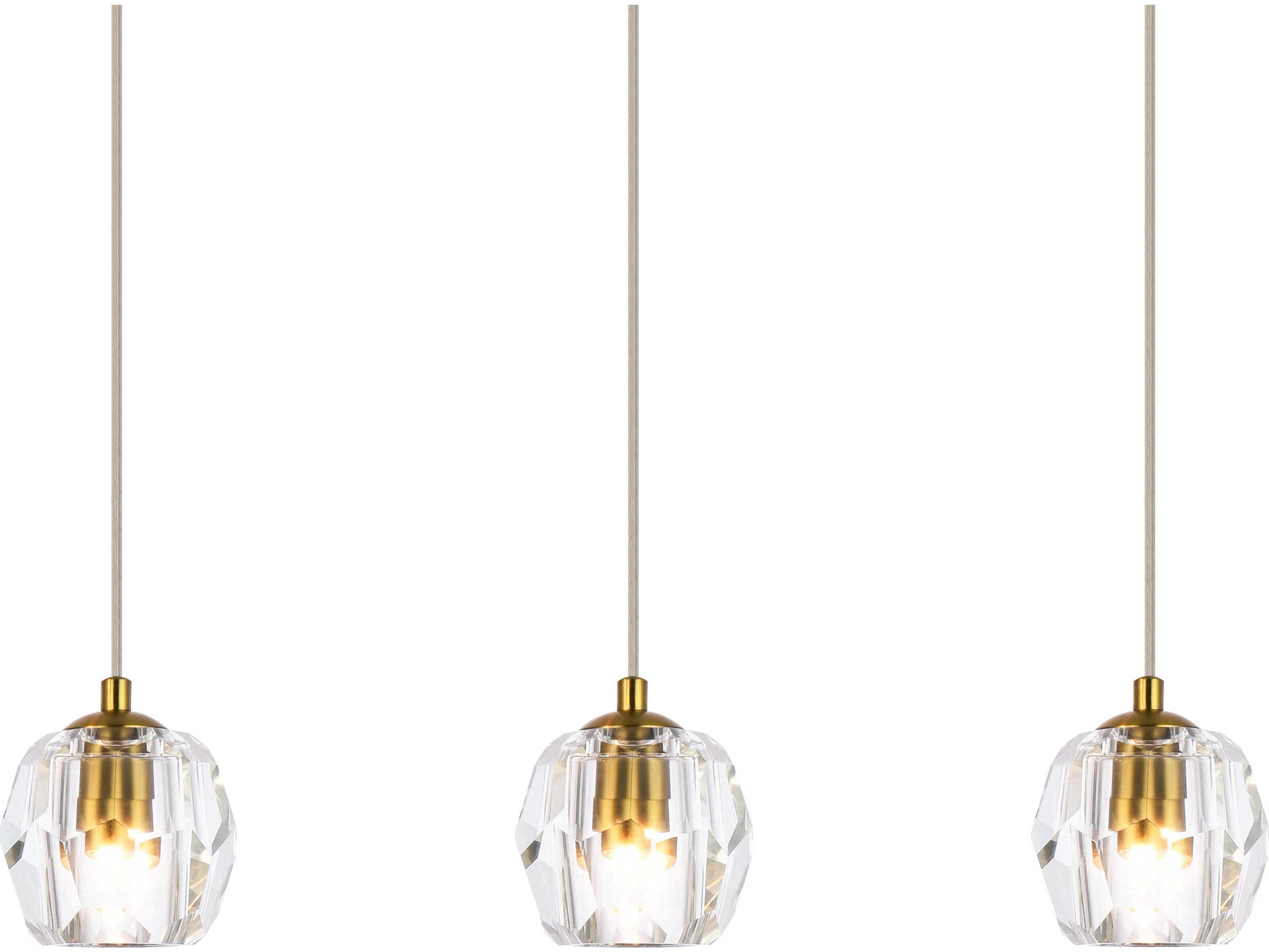 Elegant Lighting Eren 3-Light Gold Crystal Glass Geometric Island Pendant