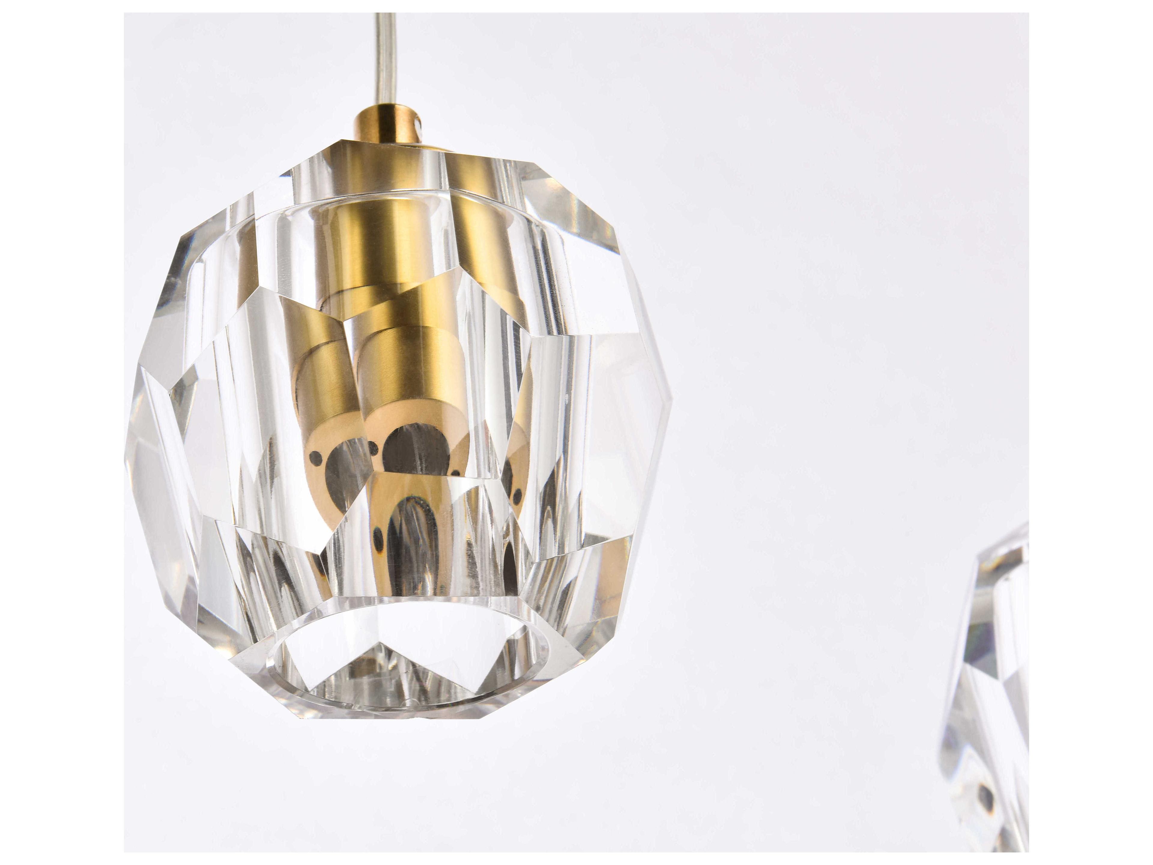 Elegant Lighting Eren 3-Light Gold Crystal Glass Geometric Island Pendant