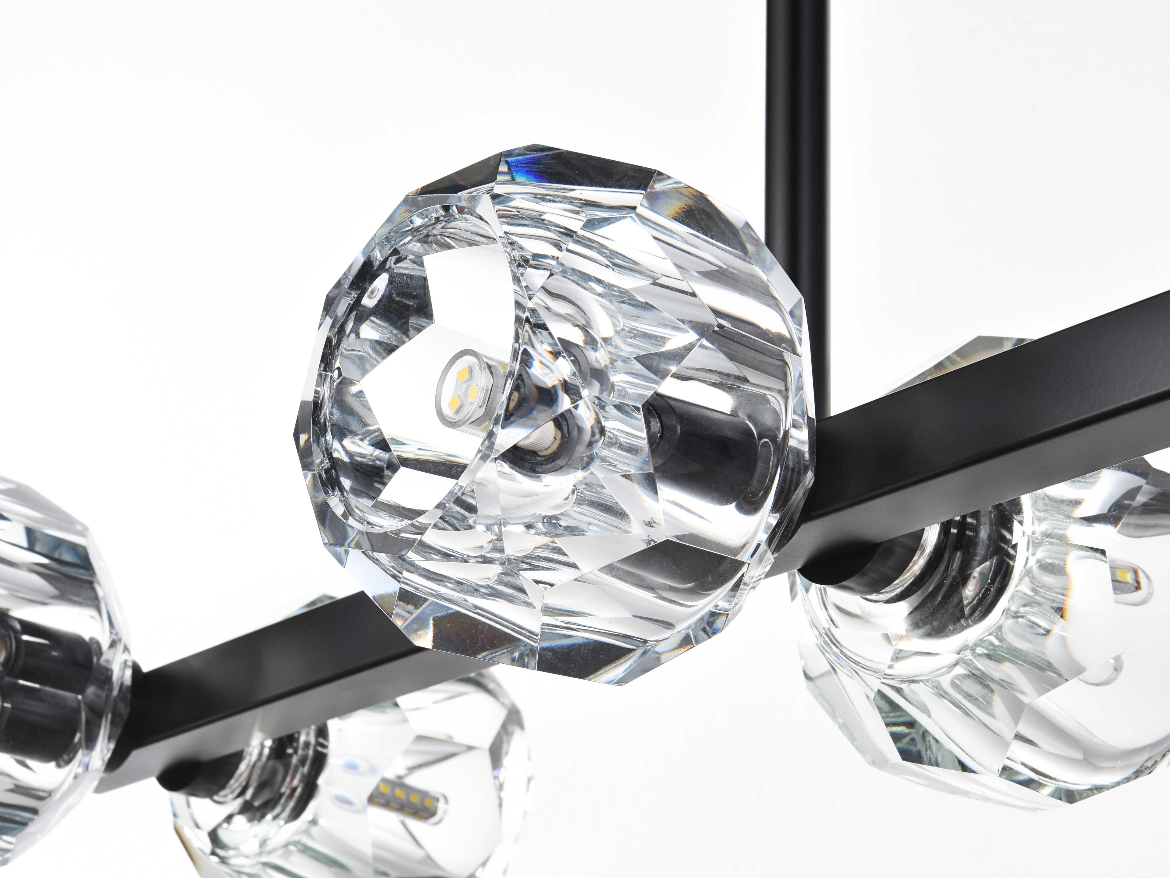 Elegant Lighting Eren 8-Light Black Linear Island Pendant