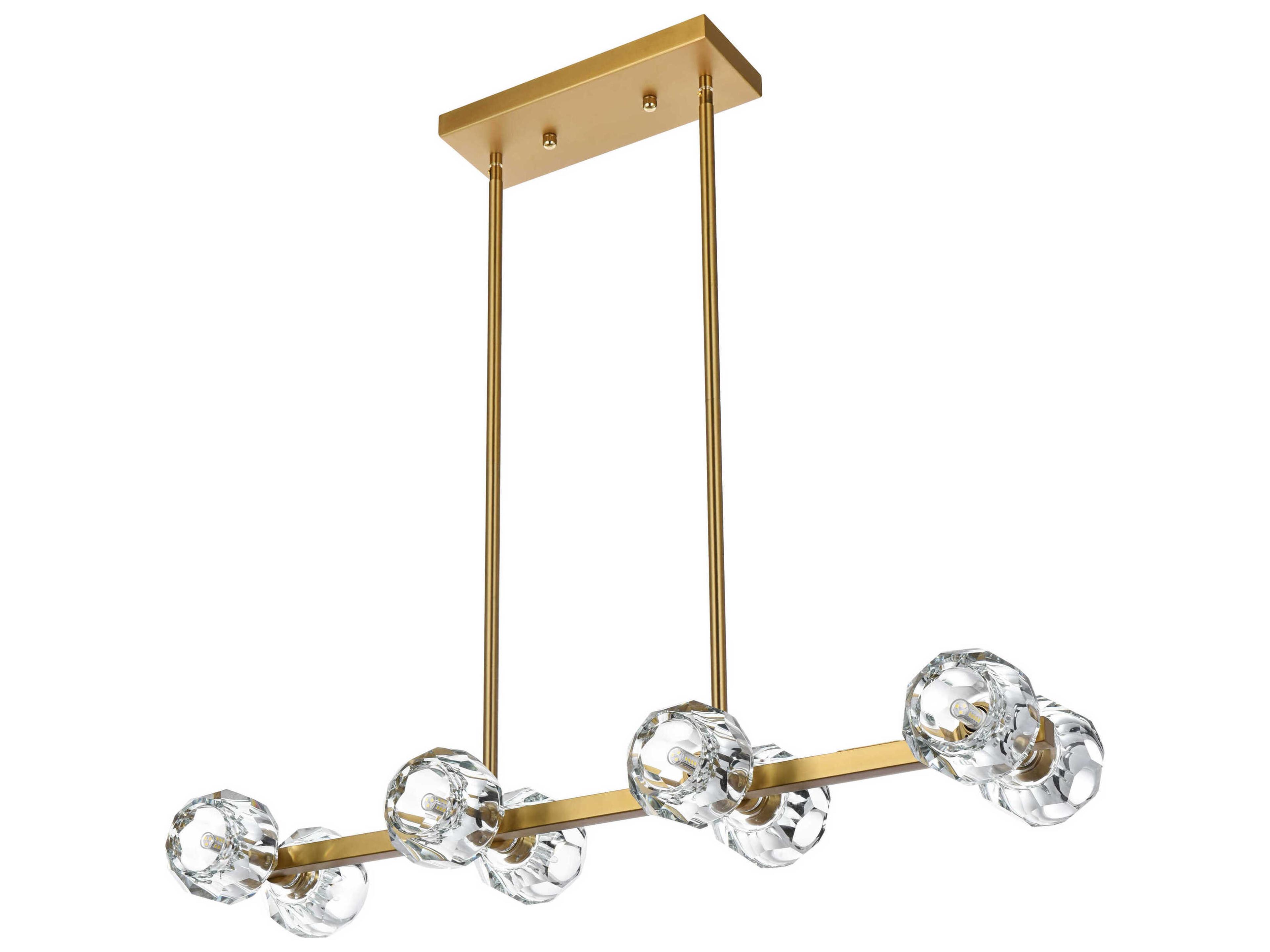 Elegant Lighting Eren 8-Light Satin Gold Linear Island Pendant