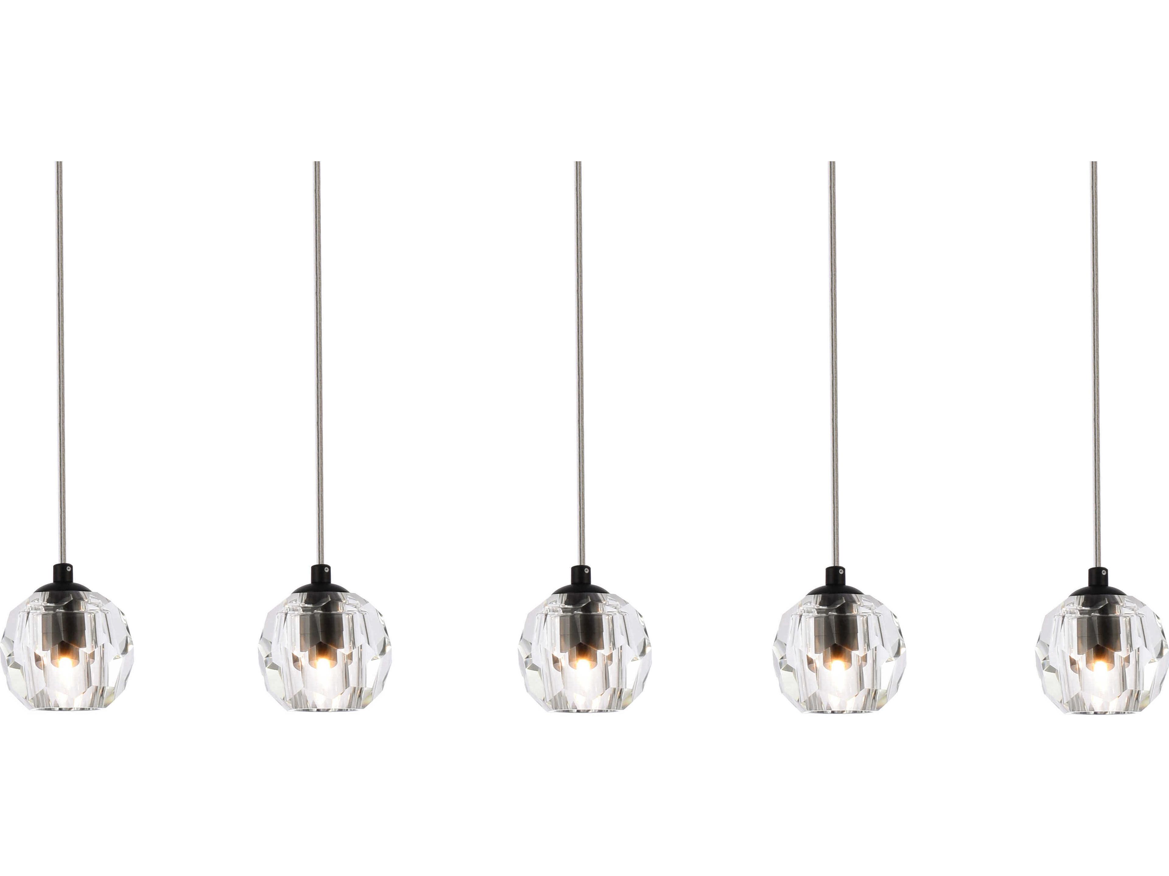 Elegant Lighting Eren 5-Light Black Crystal Glass Geometric Island Pendant