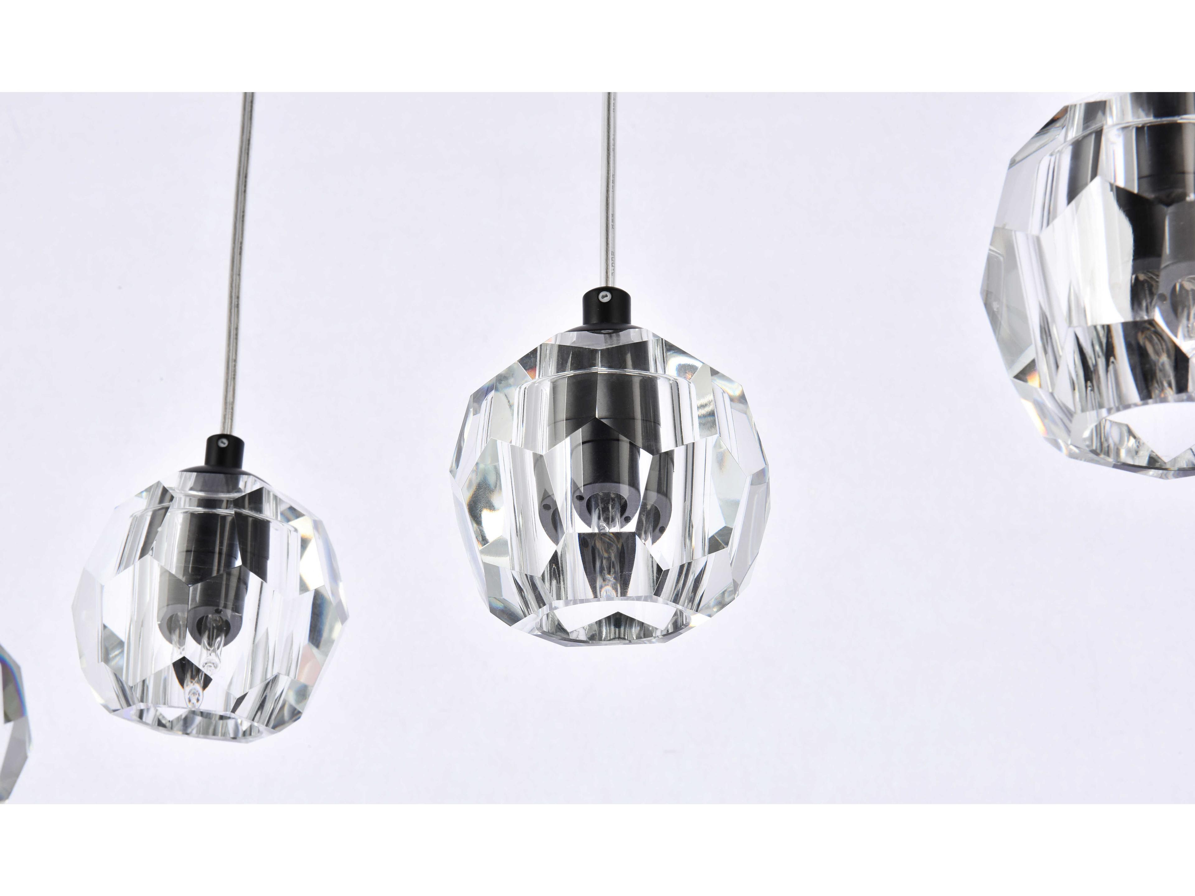 Elegant Lighting Eren 5-Light Black Crystal Glass Geometric Island Pendant
