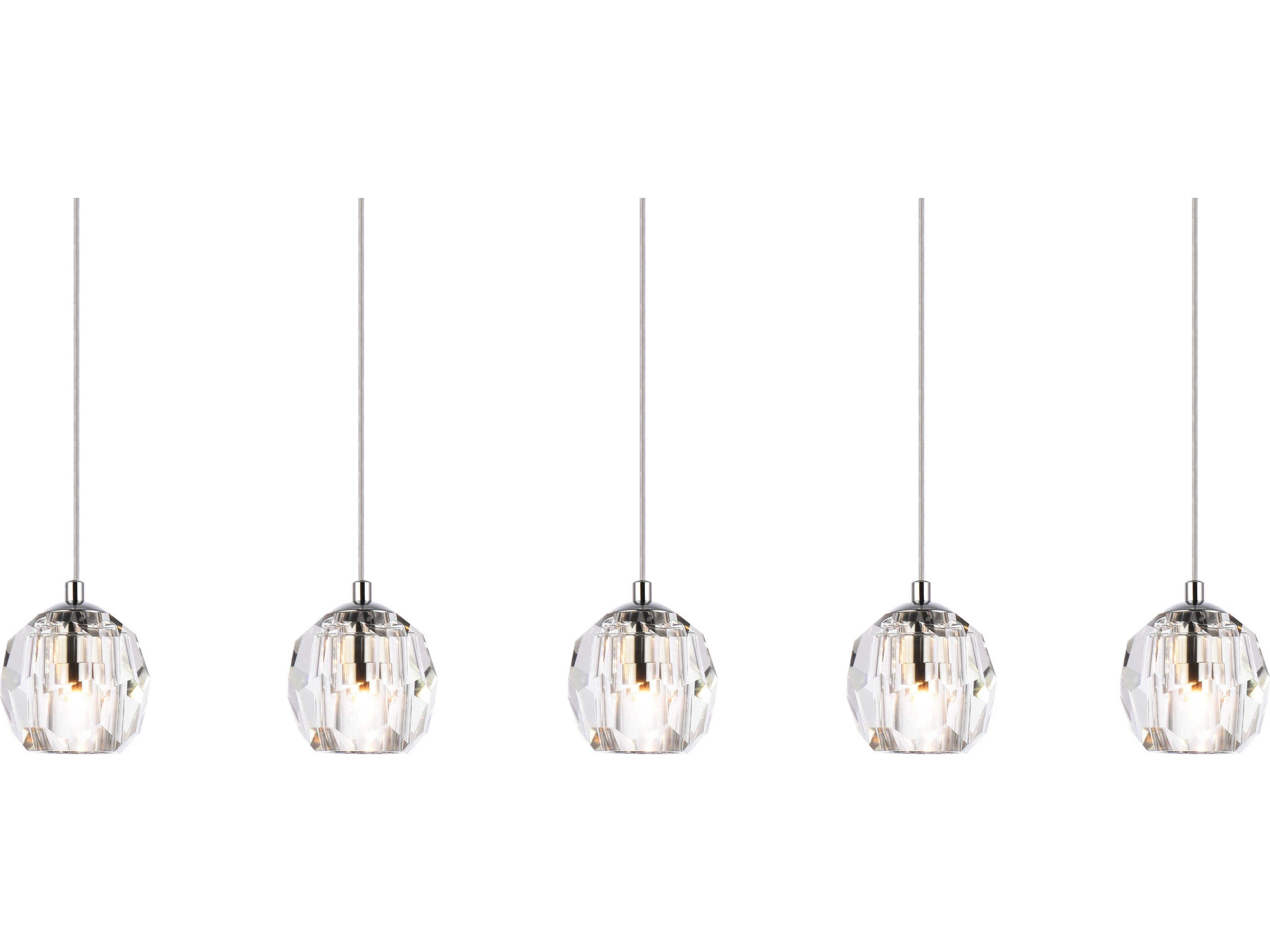 Elegant Lighting Eren 5-Light Chrome Crystal Glass Geometric Island Pendant