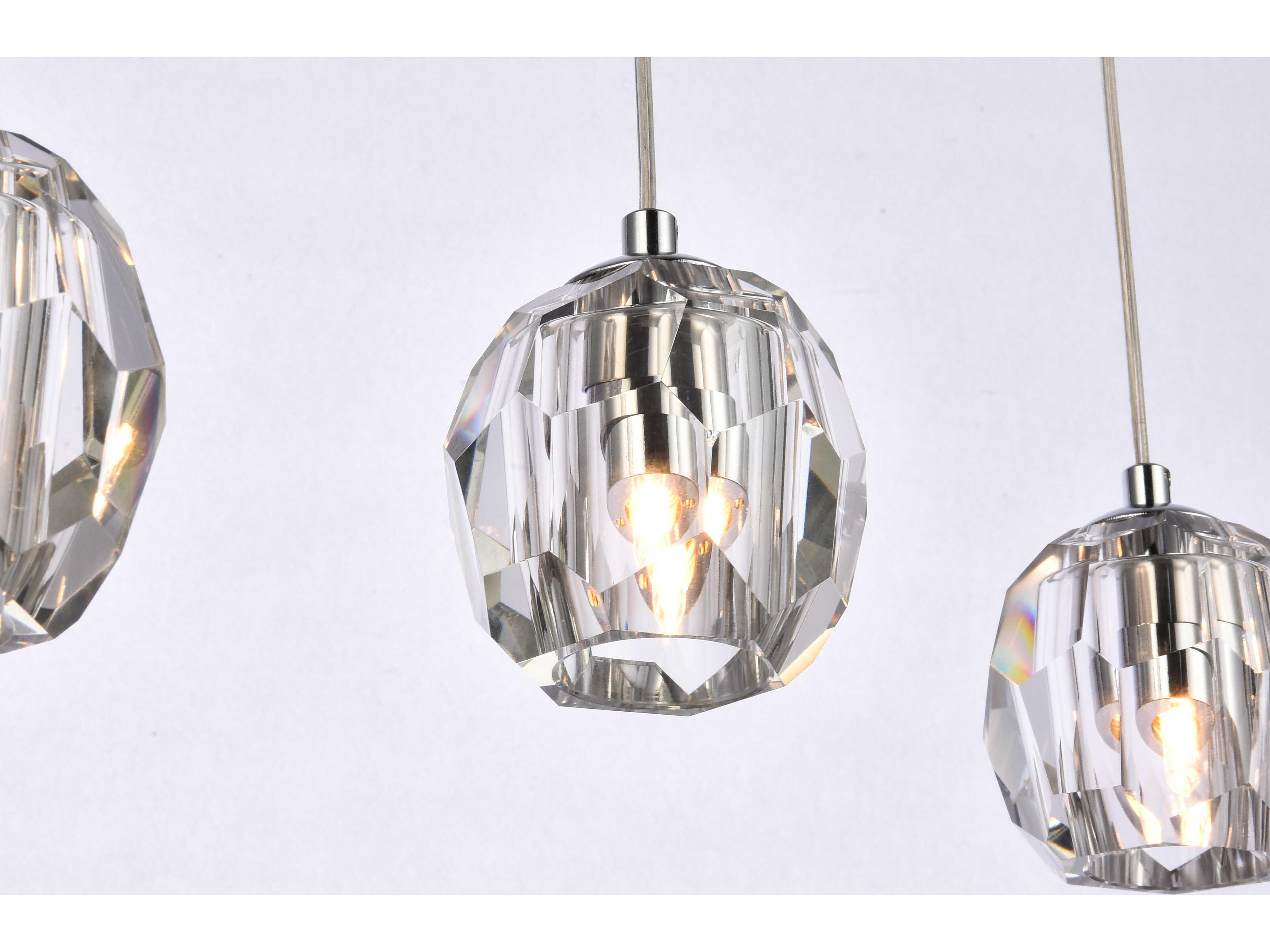 Elegant Lighting Eren 5-Light Chrome Crystal Glass Geometric Island Pendant