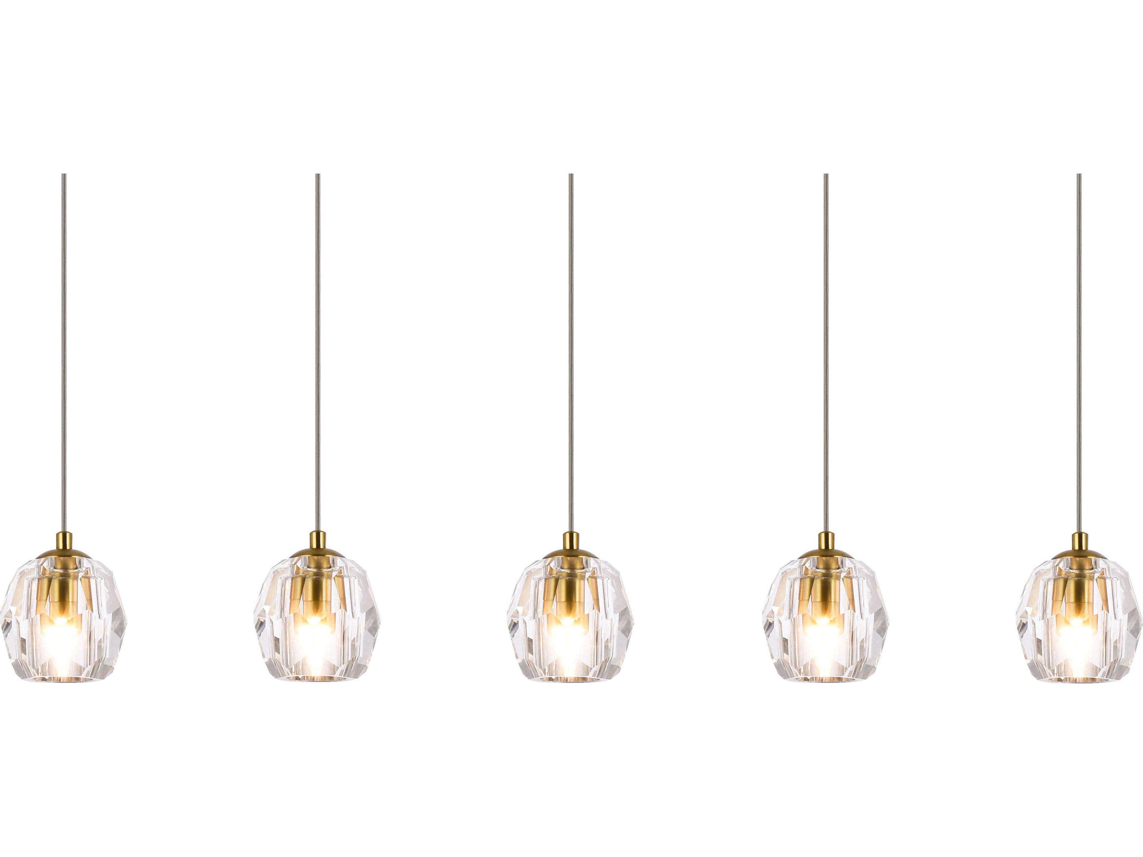Elegant Lighting Eren 5-Light Gold Crystal Glass Geometric Island Pendant