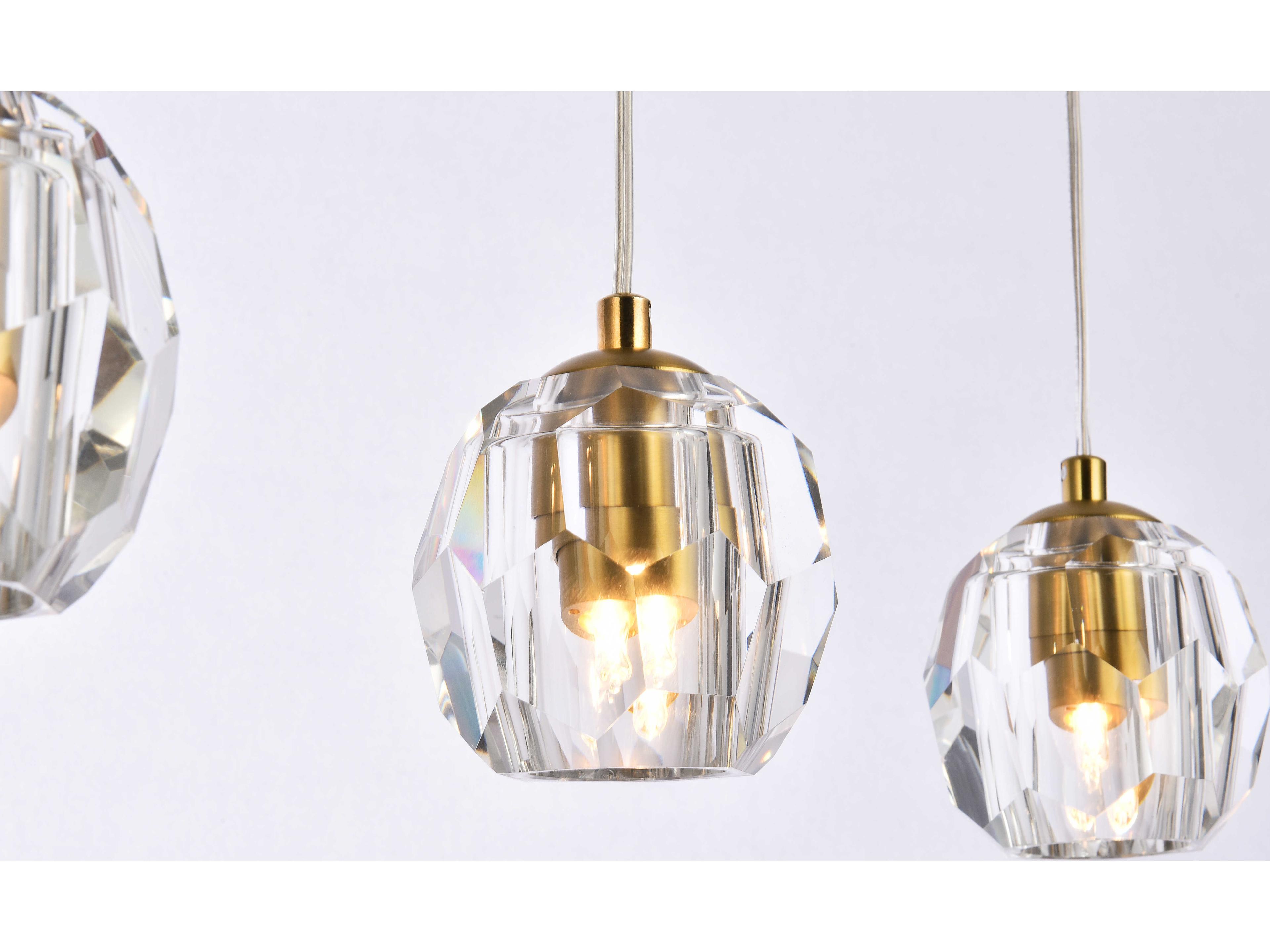 Elegant Lighting Eren 5-Light Gold Crystal Glass Geometric Island Pendant