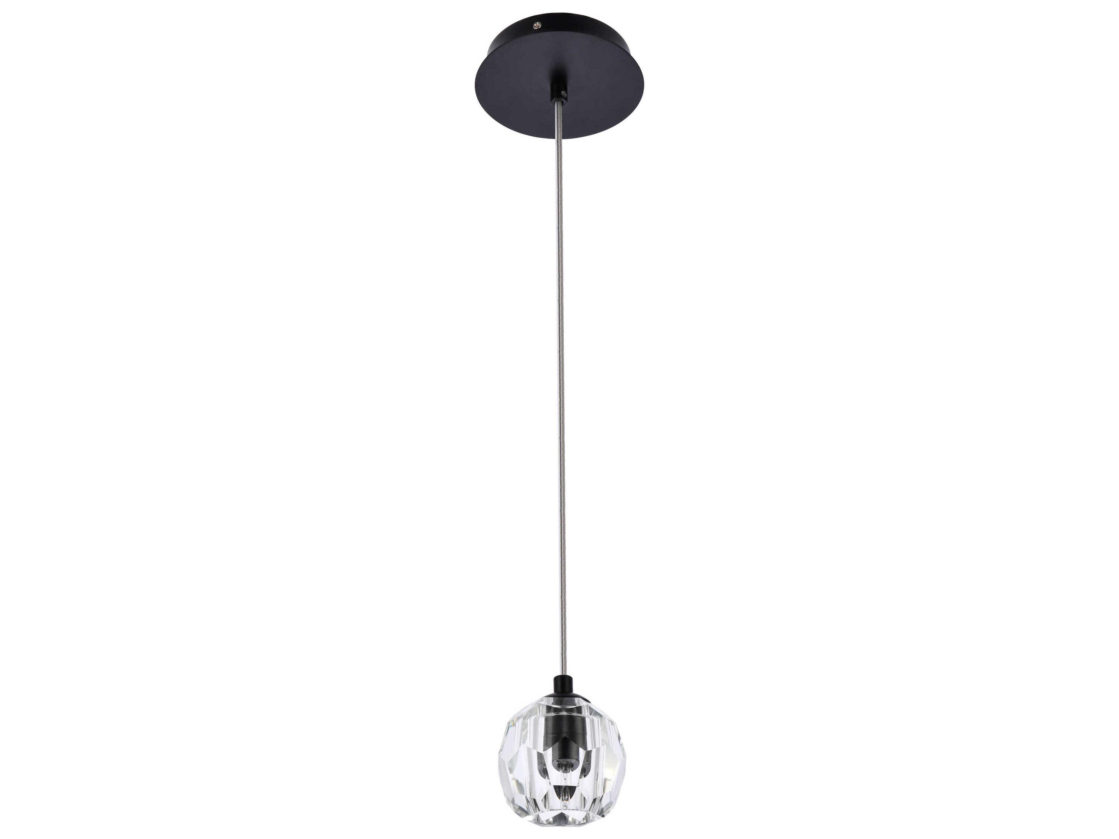 Elegant Lighting Eren 1-Light Black Crystal Glass Geometric Mini Pendant