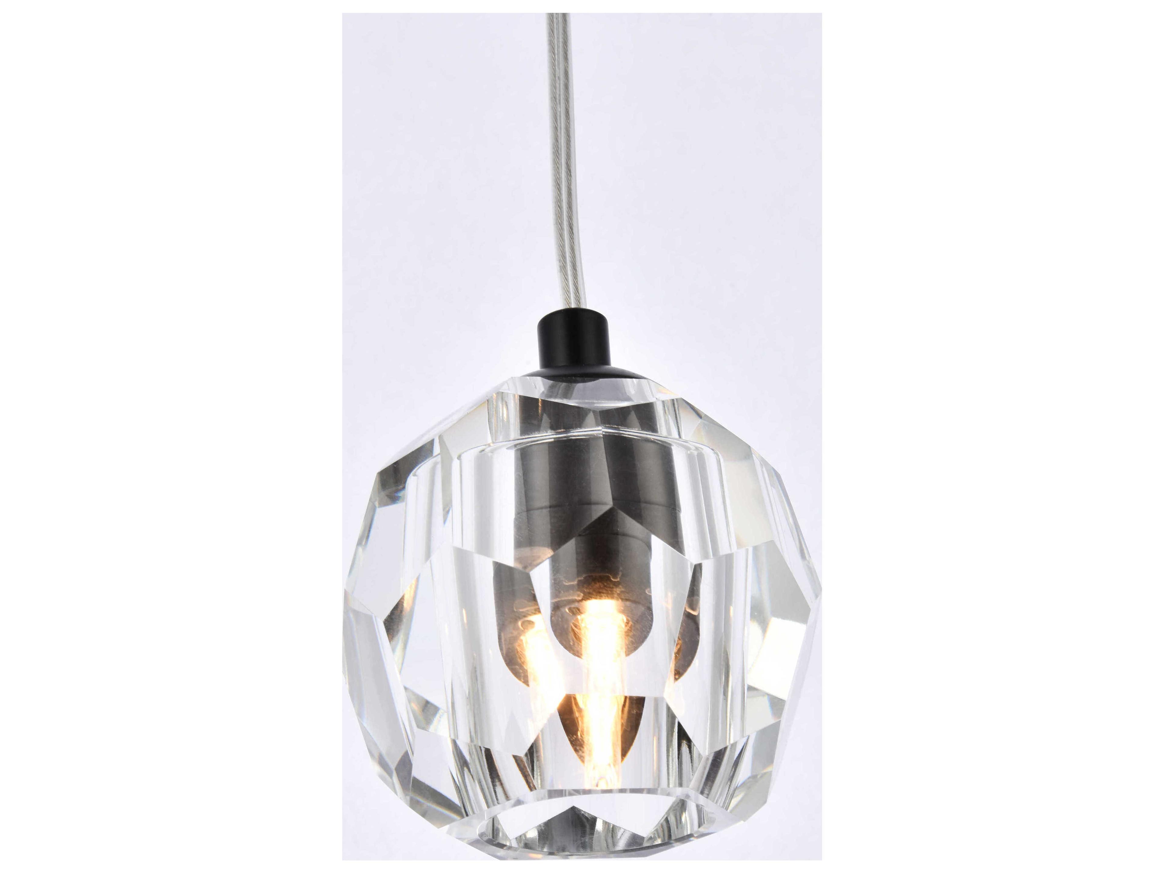 Elegant Lighting Eren 1-Light Black Crystal Glass Geometric Mini Pendant