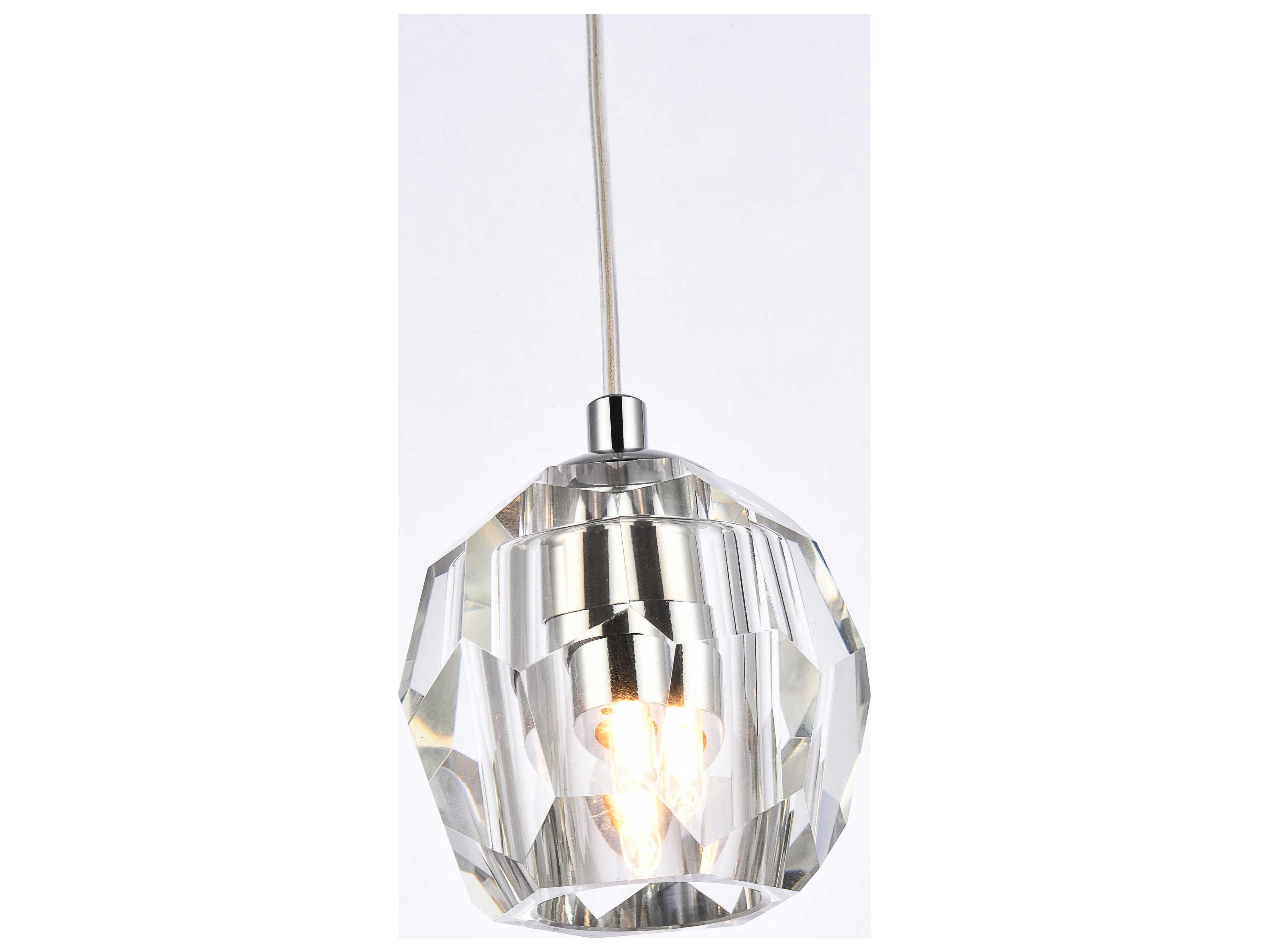 Elegant Lighting Eren 1-Light Chrome Crystal Glass Geometric Mini Pendant