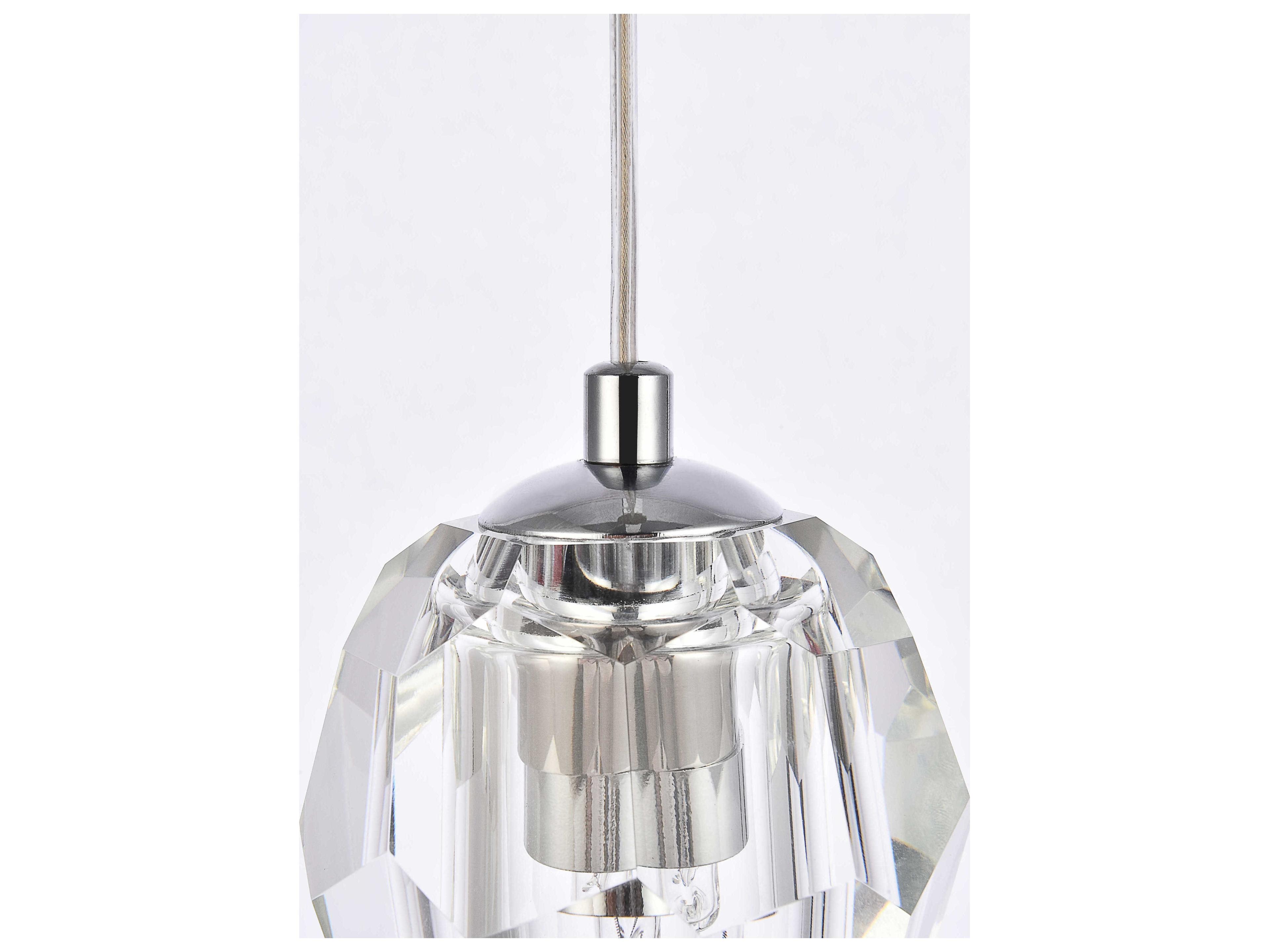 Elegant Lighting Eren 1-Light Chrome Crystal Glass Geometric Mini Pendant