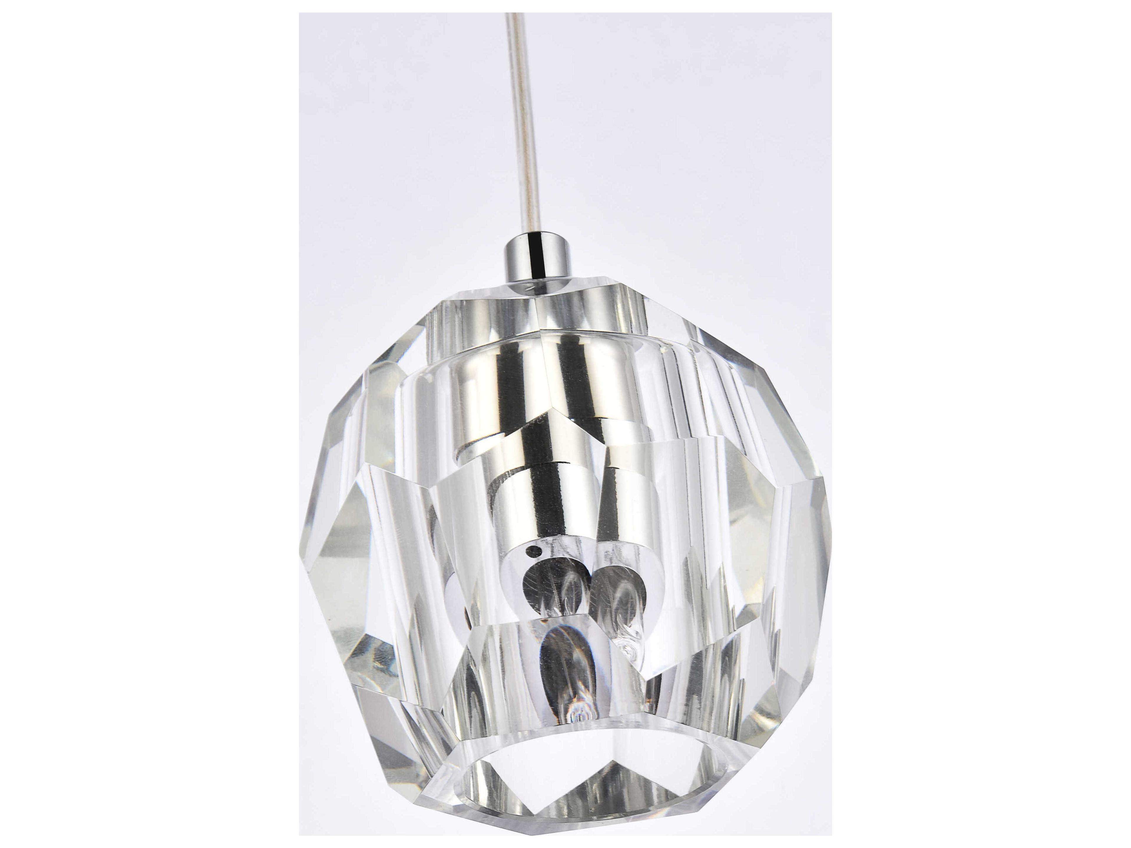 Elegant Lighting Eren 1-Light Chrome Crystal Glass Geometric Mini Pendant