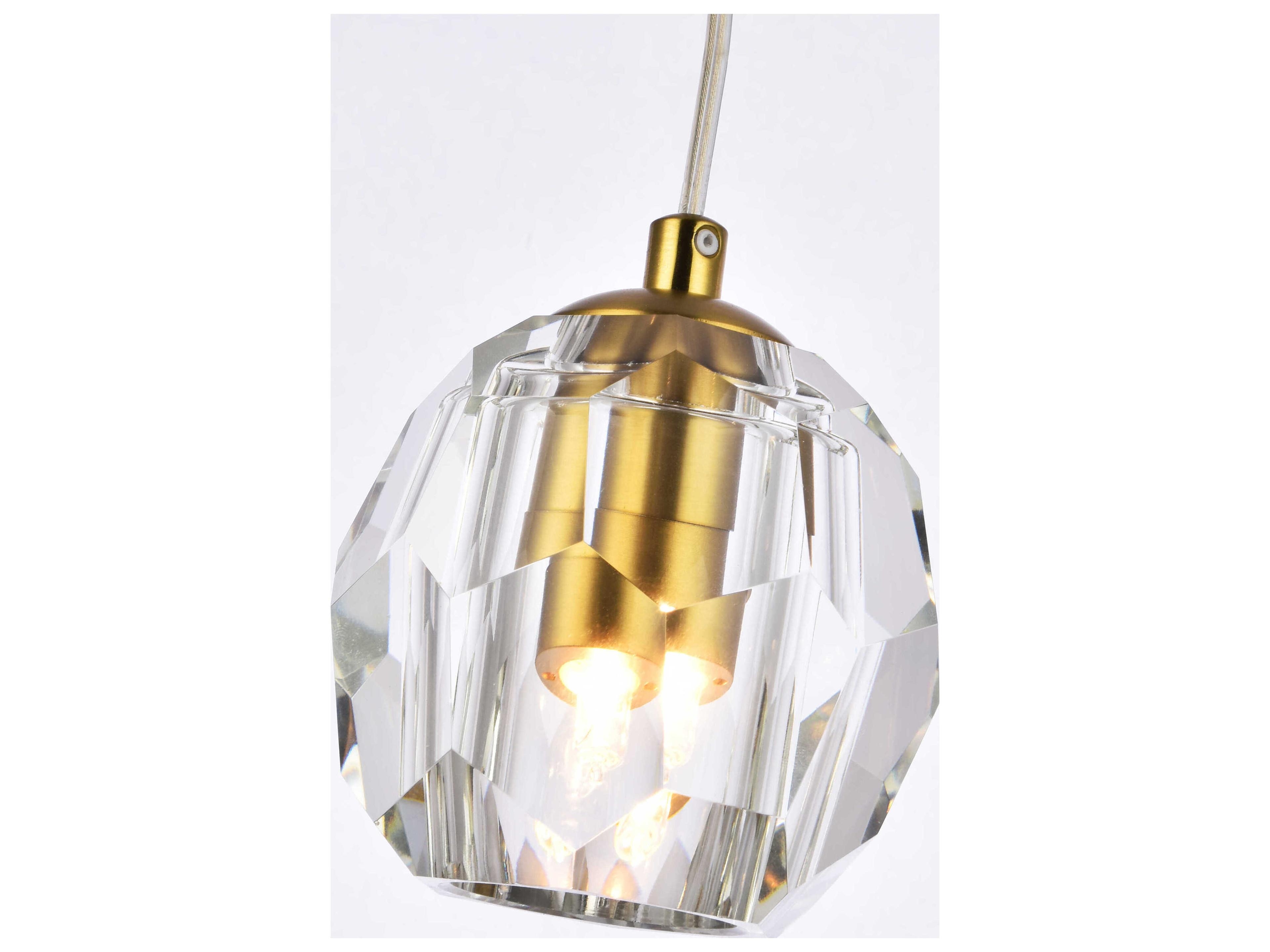 Elegant Lighting Eren 1-Light Gold Crystal Glass Geometric Mini Pendant