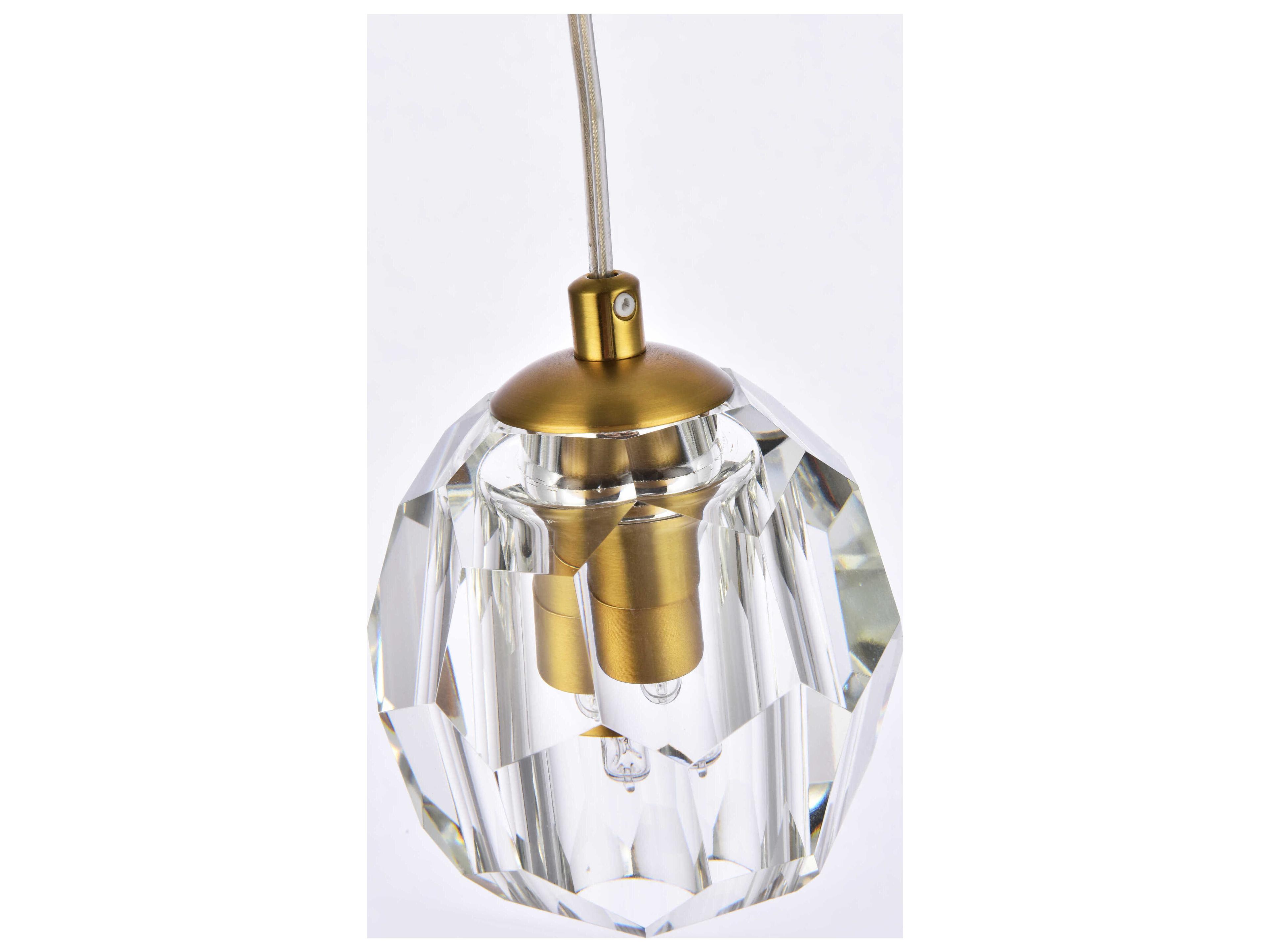 Elegant Lighting Eren 1-Light Gold Crystal Glass Geometric Mini Pendant