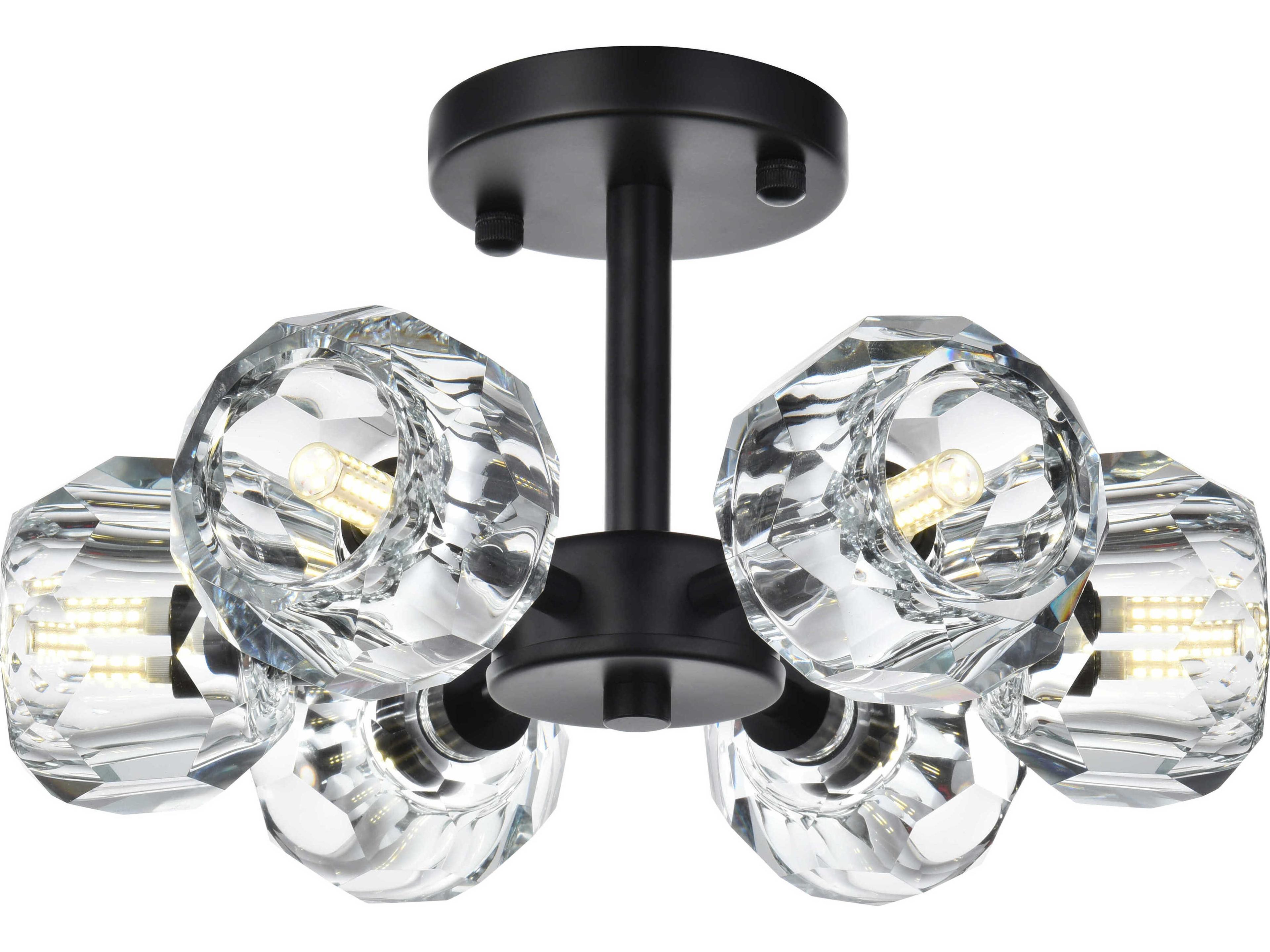 Eren 6-Light Black Semi Flush Mount