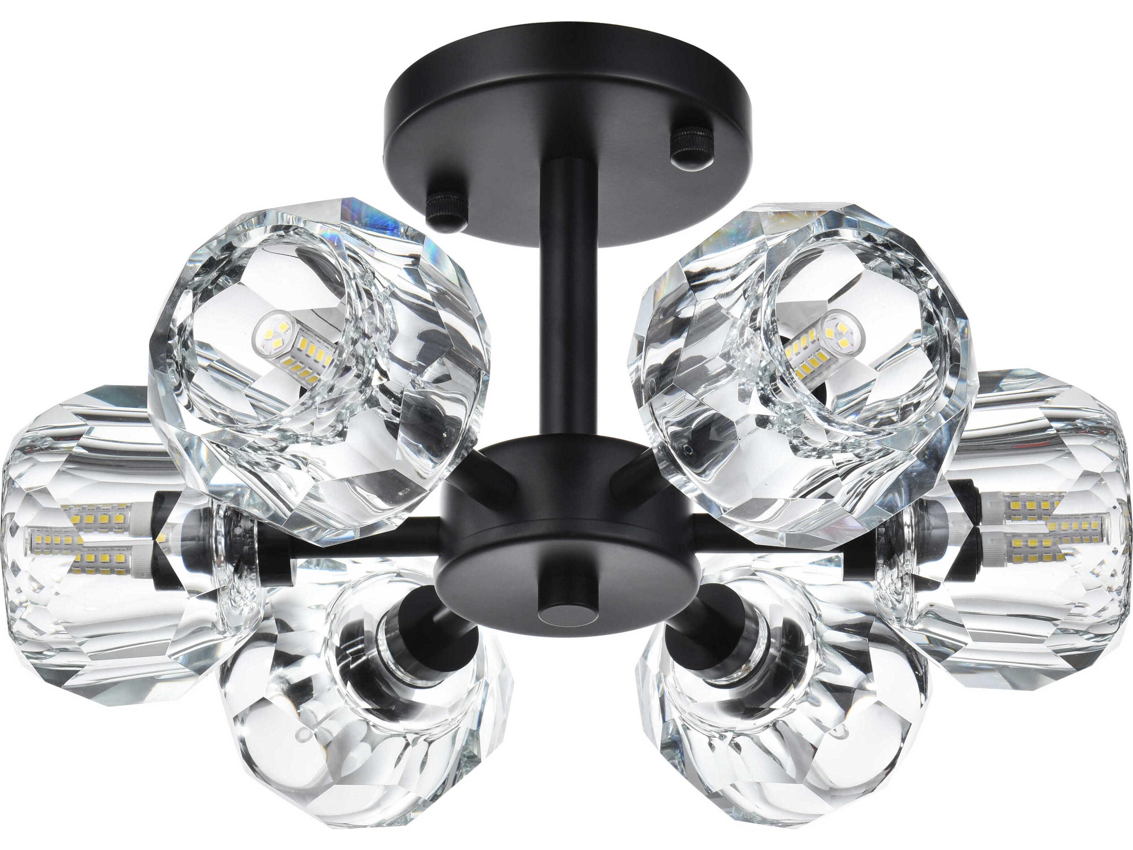 Elegant Lighting Eren 6-Light Black Semi Flush Mount