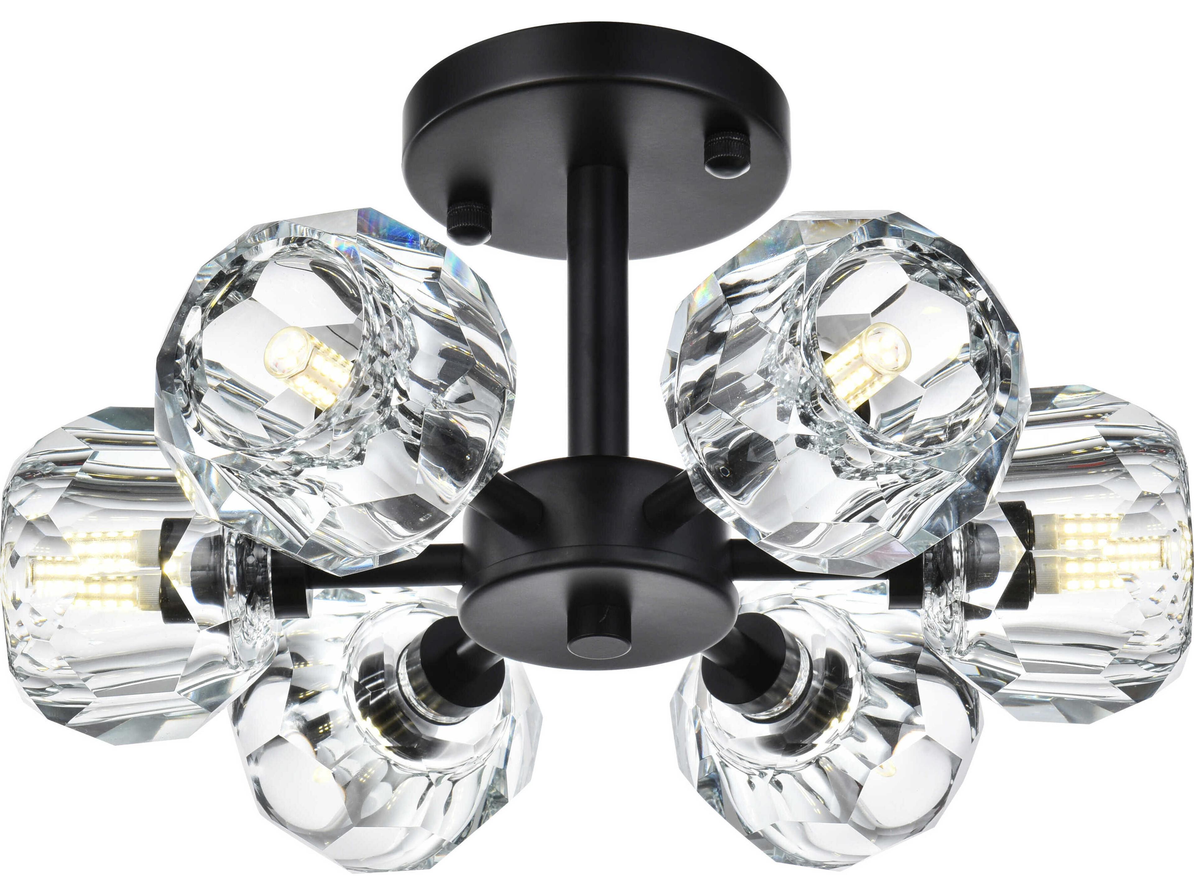 Elegant Lighting Eren 6-Light Black Semi Flush Mount