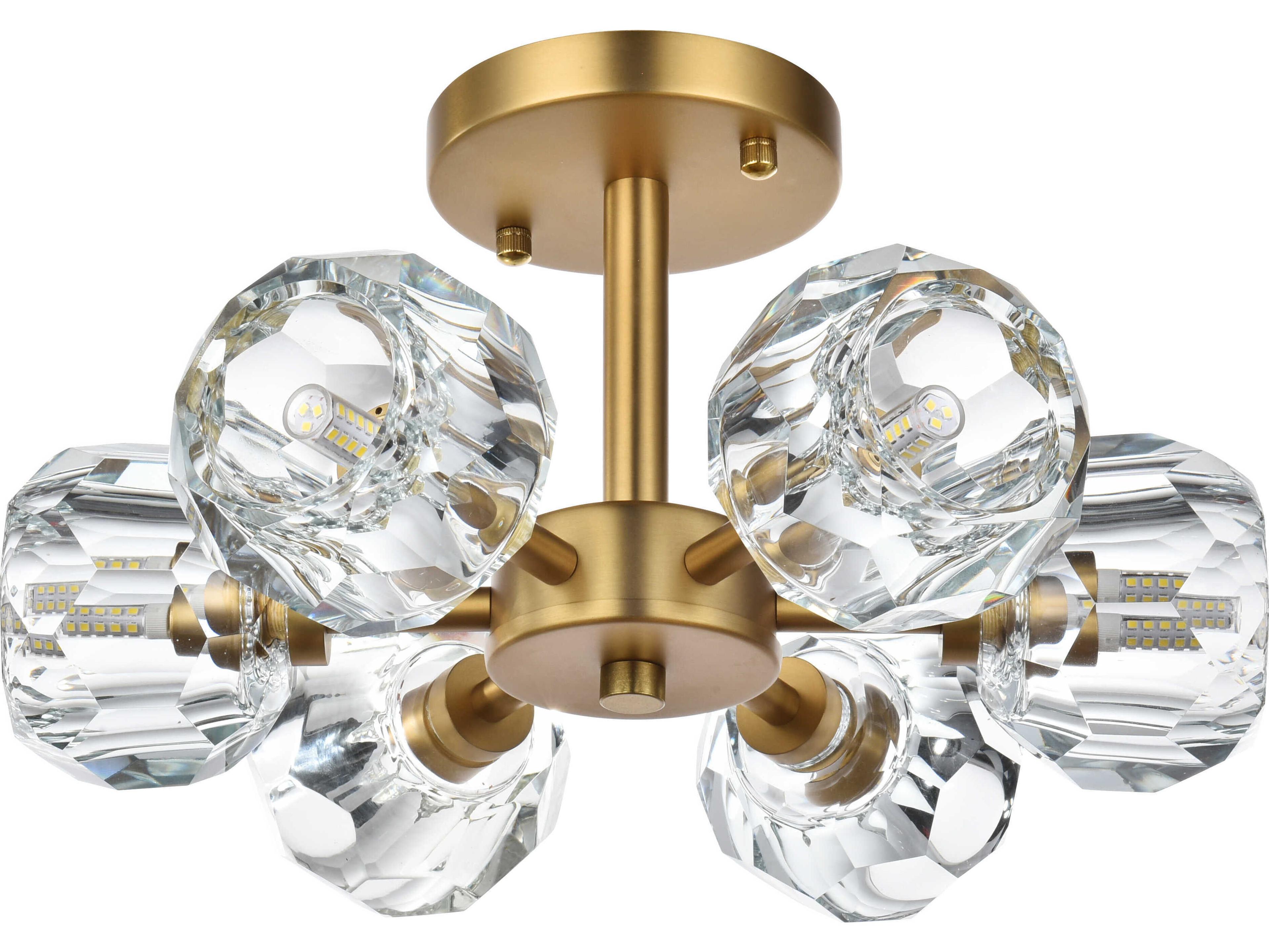 Elegant Lighting Eren 6-Light Satin Gold Semi Flush Mount