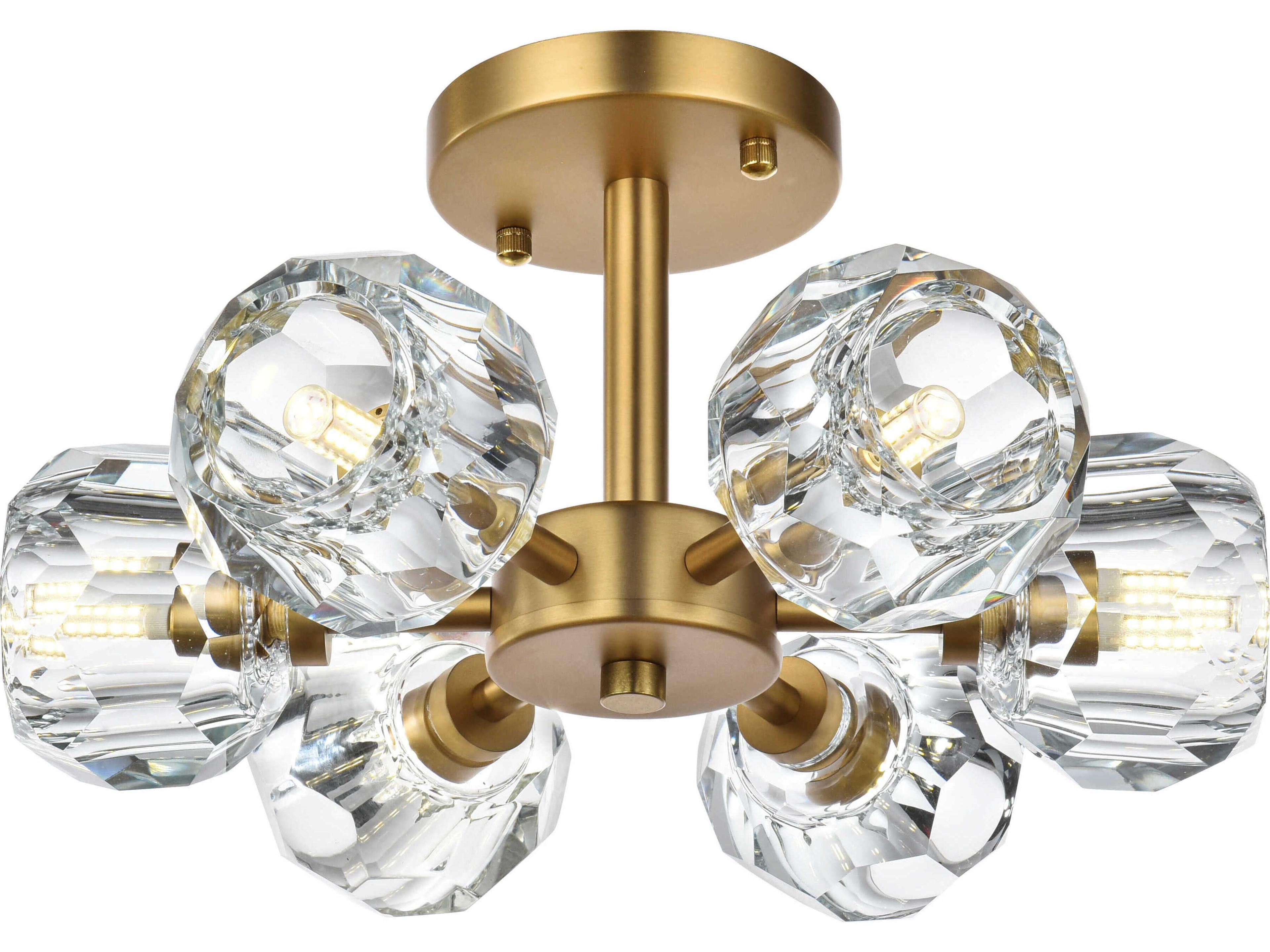 Elegant Lighting Eren 6-Light Satin Gold Semi Flush Mount