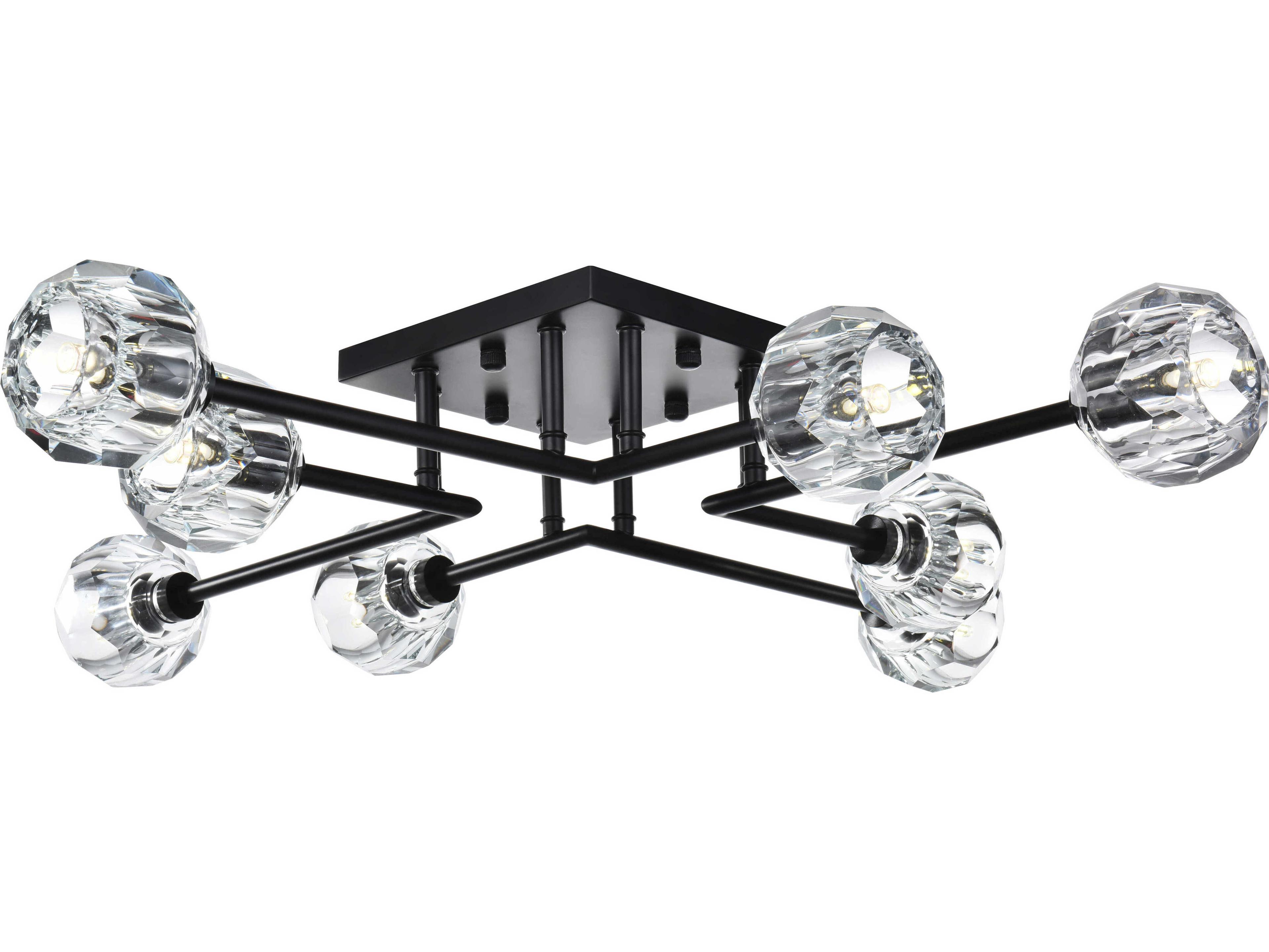 Eren 8-Light Black Semi Flush Mount