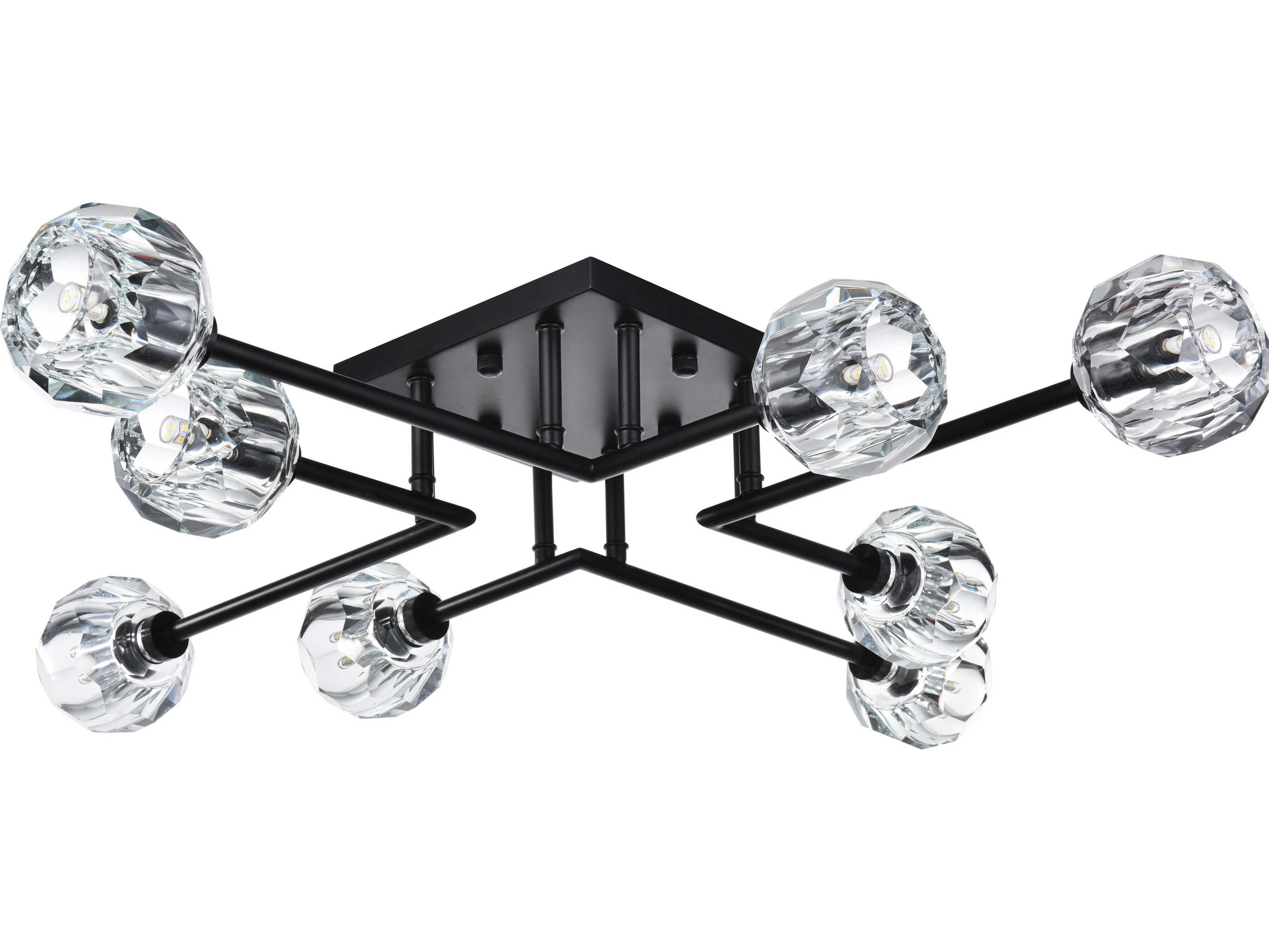 Elegant Lighting Eren 8-Light Black Semi Flush Mount