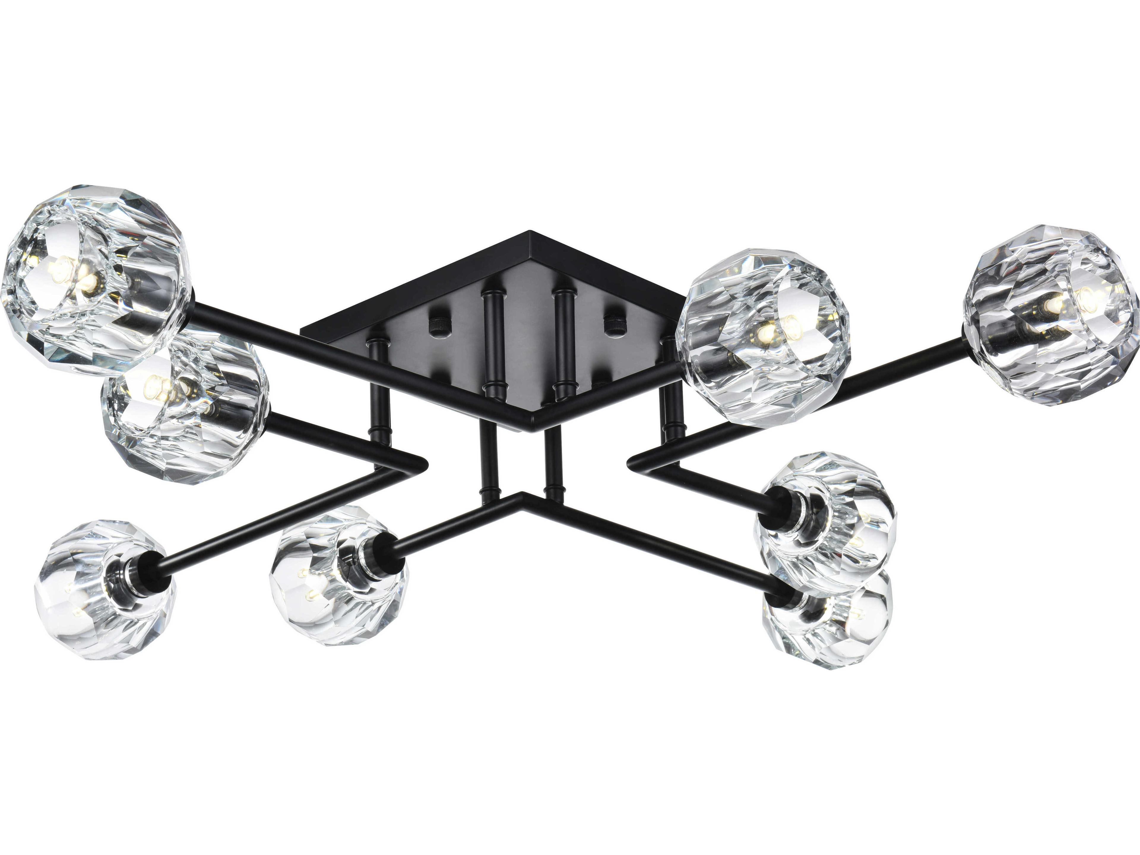 Elegant Lighting Eren 8-Light Black Semi Flush Mount