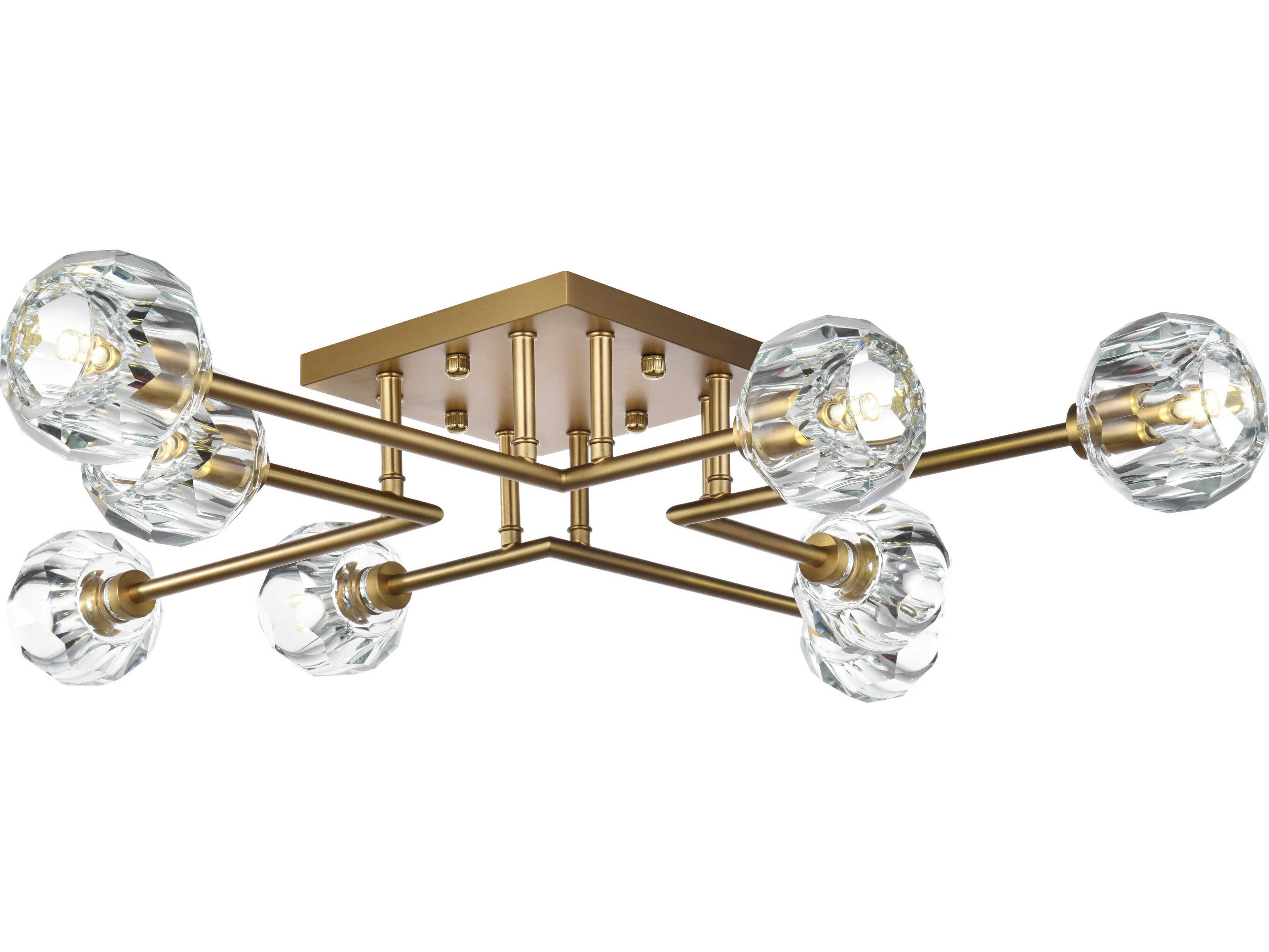 Elegant Lighting Eren 8-Light Satin Gold Semi Flush Mount