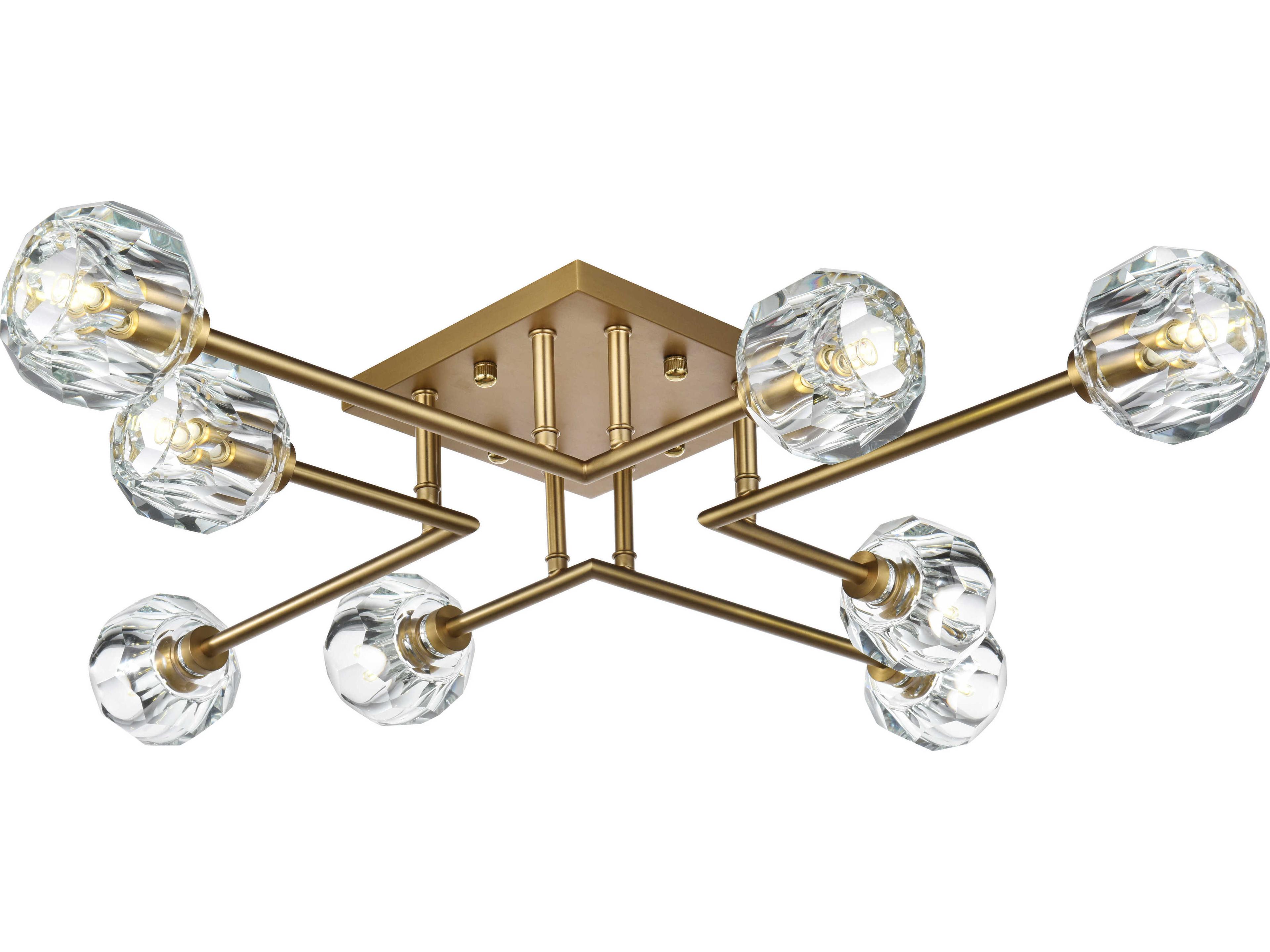 Elegant Lighting Eren 8-Light Satin Gold Semi Flush Mount