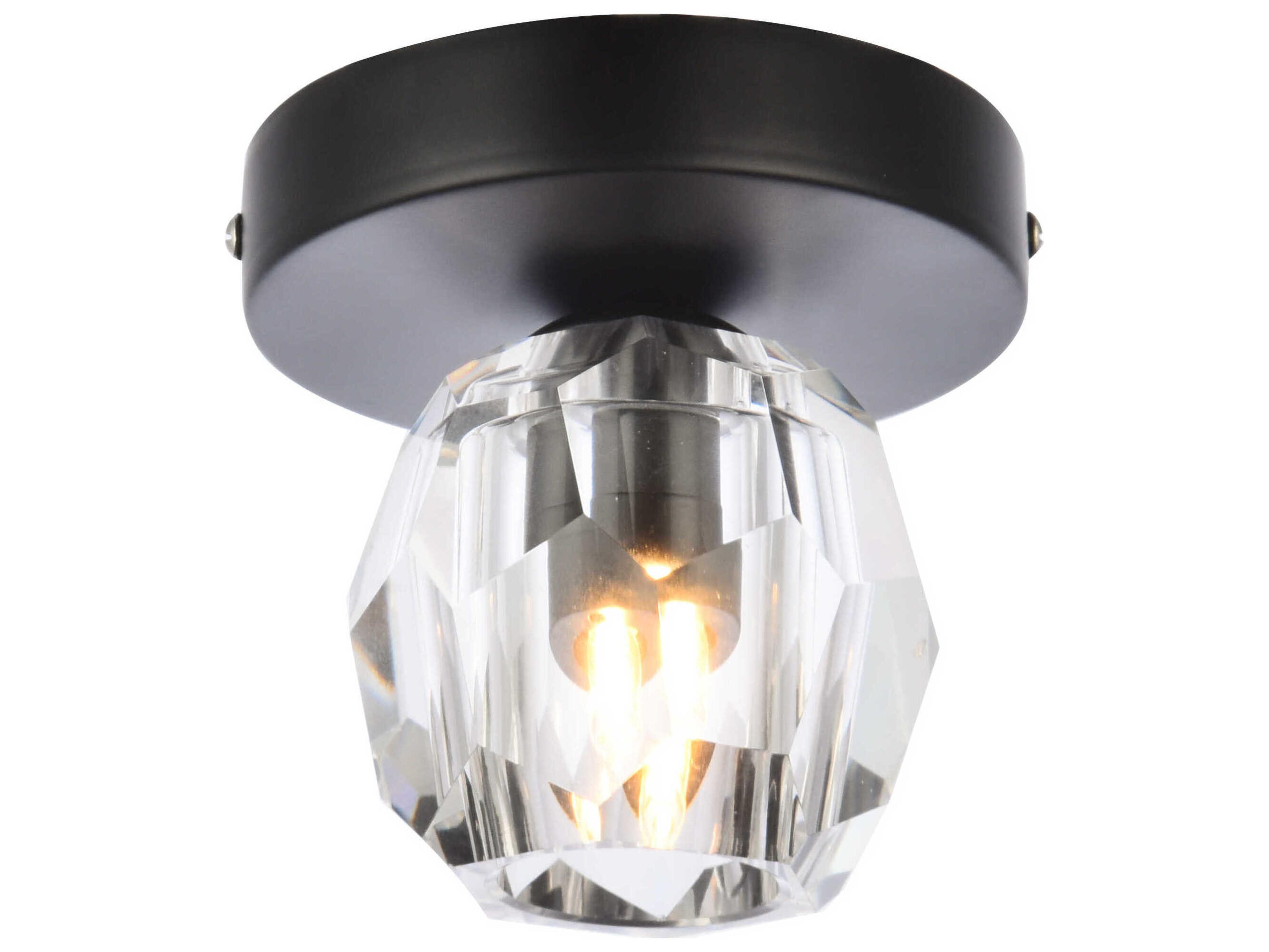 Eren 1-Light Black Crystal Glass Geometric Flush Mount