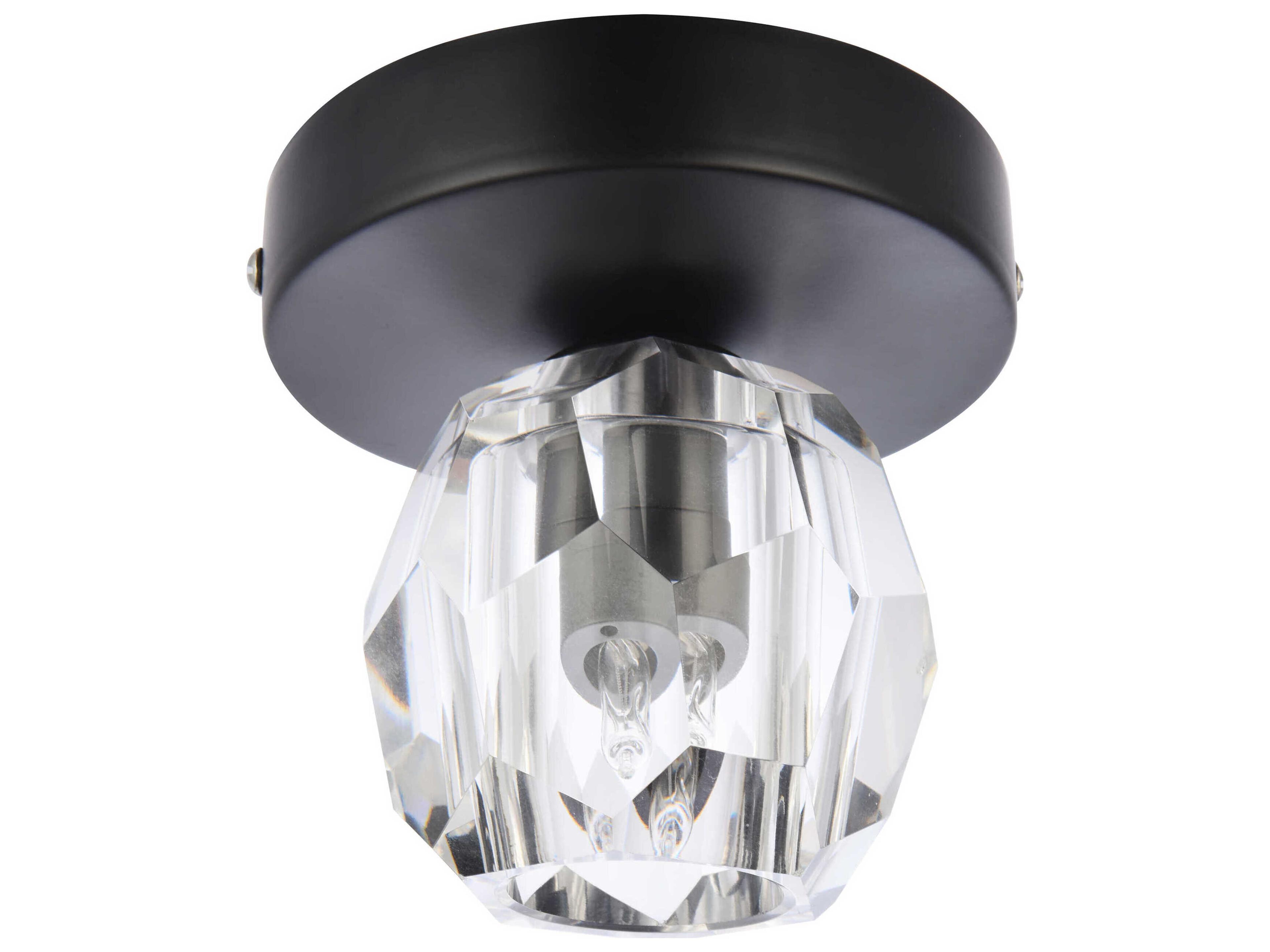 Elegant Lighting Eren 1-Light Black Crystal Glass Geometric Flush Mount