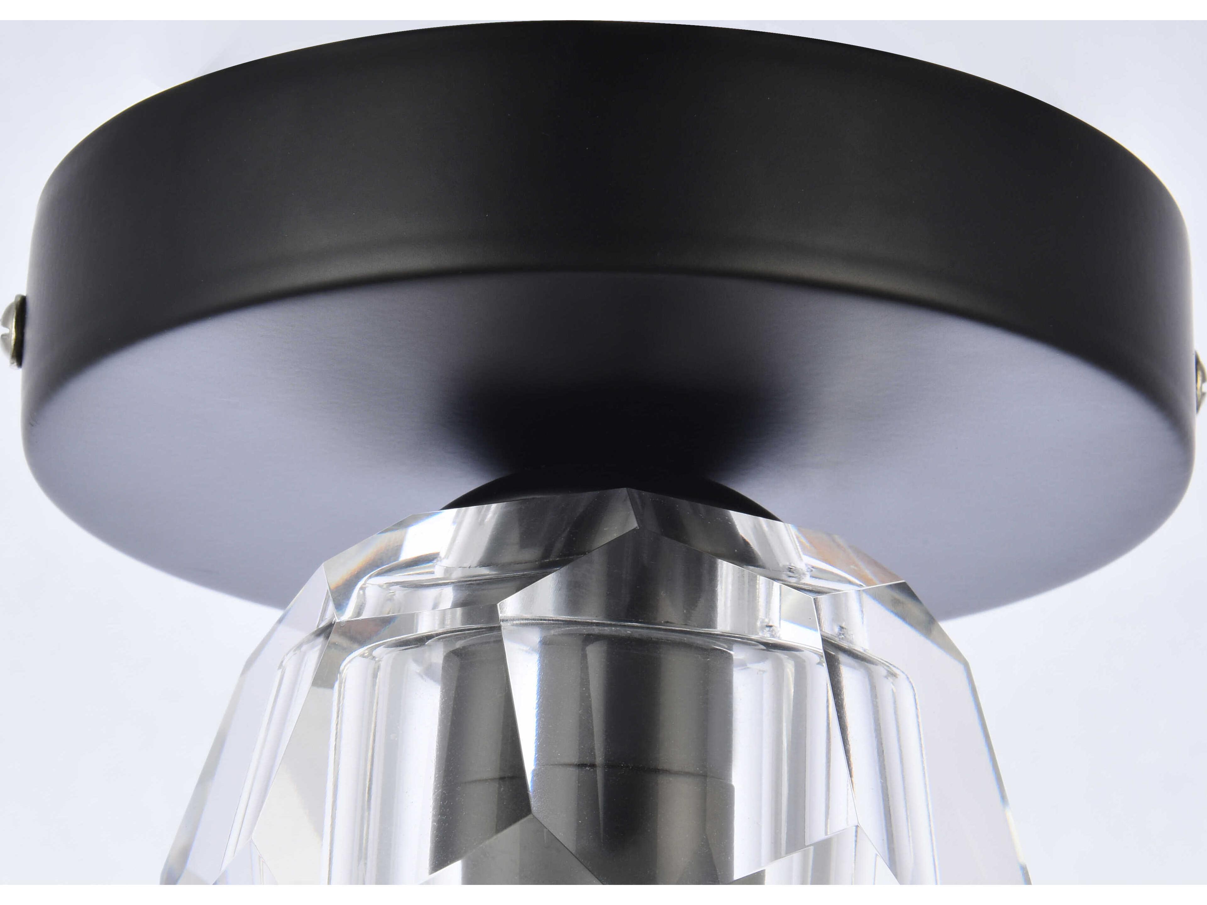 Elegant Lighting Eren 1-Light Black Crystal Glass Geometric Flush Mount