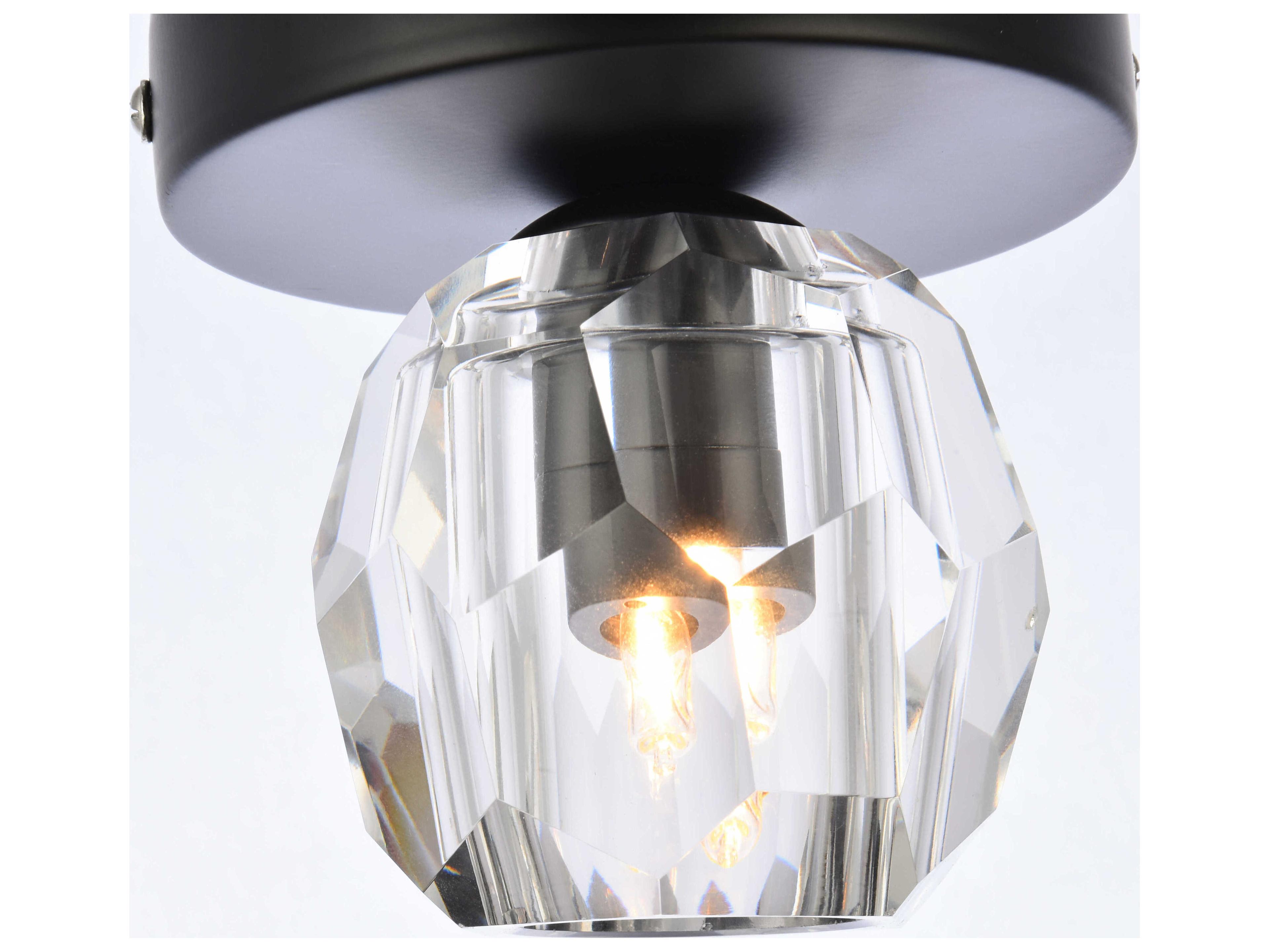 Elegant Lighting Eren 1-Light Black Crystal Glass Geometric Flush Mount