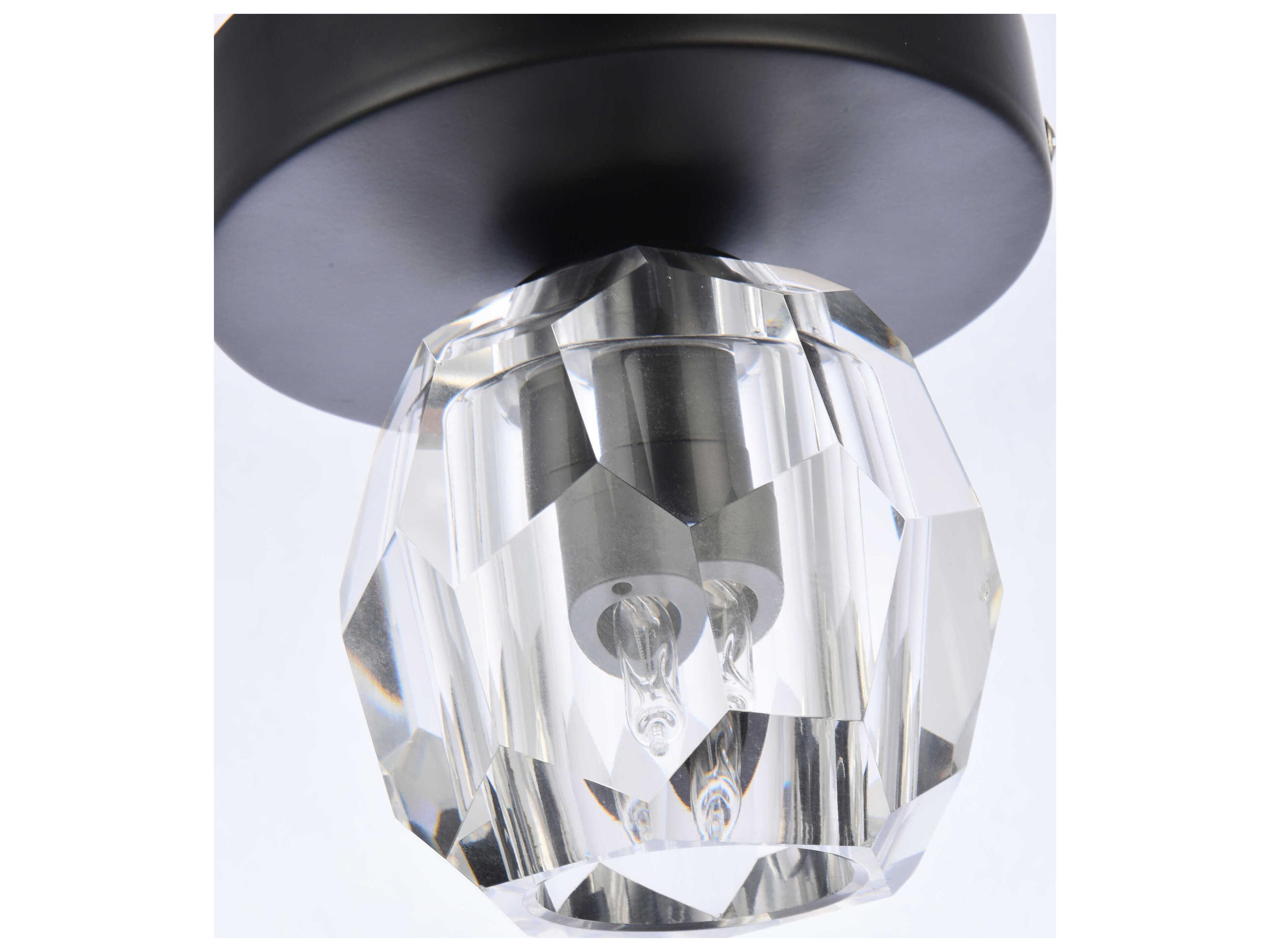 Elegant Lighting Eren 1-Light Black Crystal Glass Geometric Flush Mount